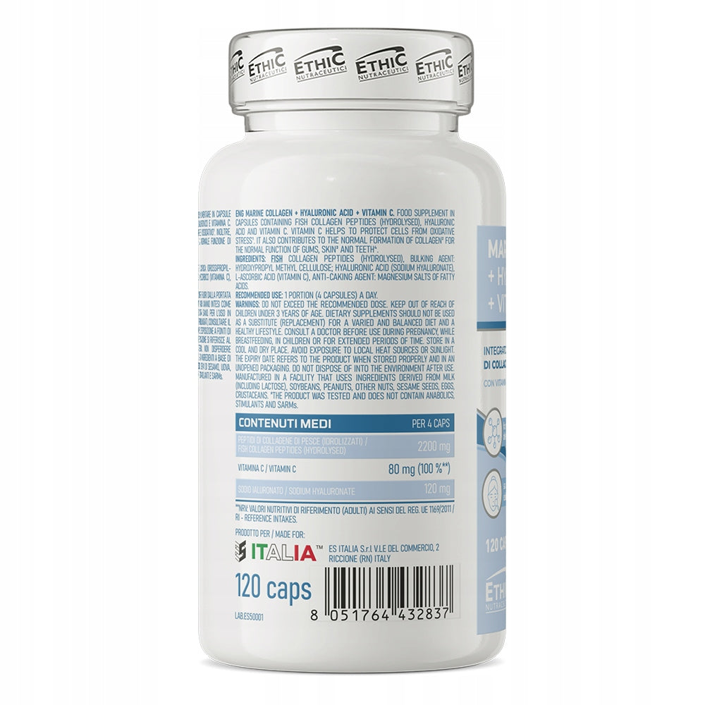 Ethic Nutraceutici Marine Collagene Hyaluronic Acid Vitamina C 120 capsules Manufacturer code 8051764432837