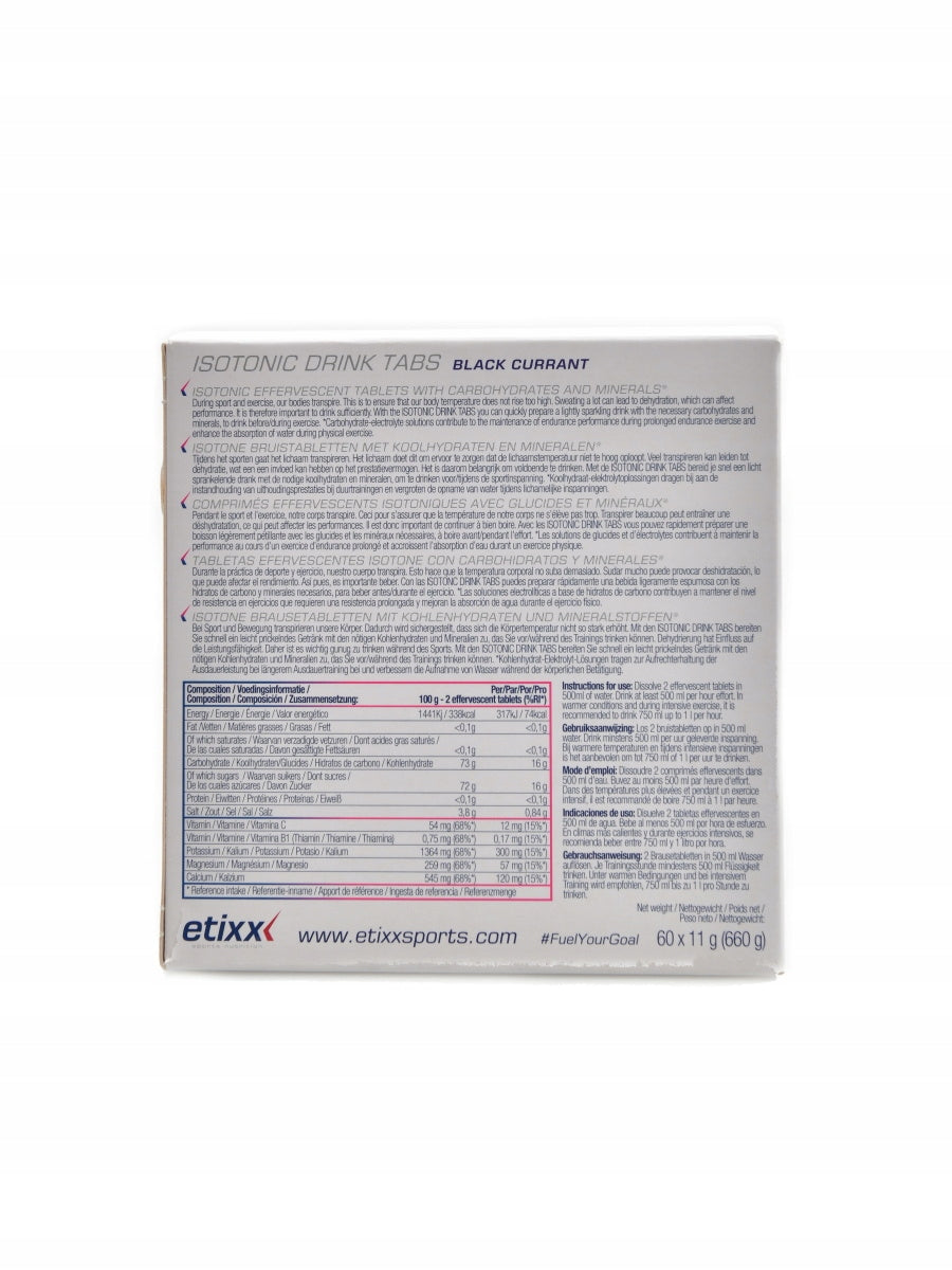 Etixx Isotonic drink tablety 6 x 10 šumivých tablet černý rybíz Manufacturer code 5407005693124