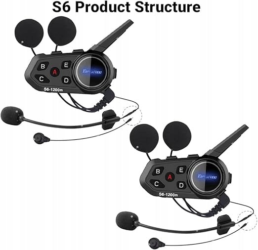 Eurofone S6 Intercom Bluetooth for helmet 2 pcs FM GPS 1200 m waterproof Manufacturer's catalog number 5907190023800