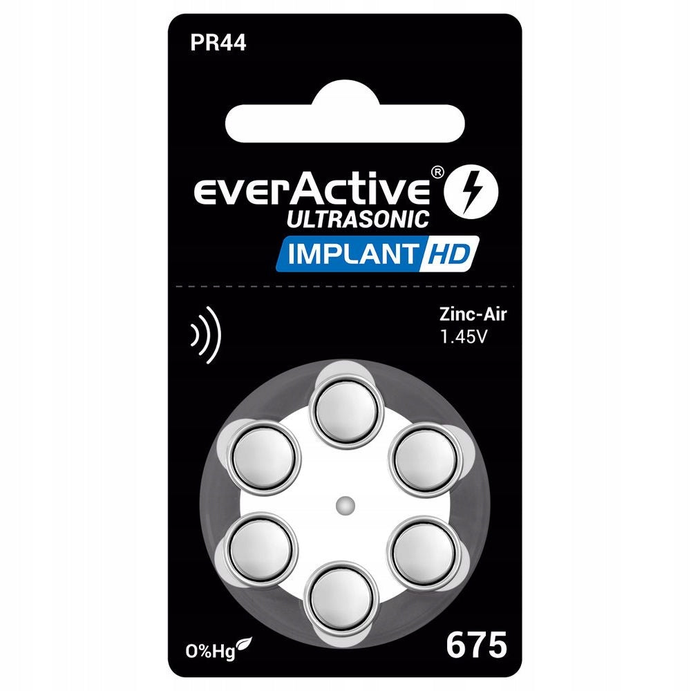 EverActive Implant HD 675 Hearing Aid Batteries 6 Pack Batteries included yes