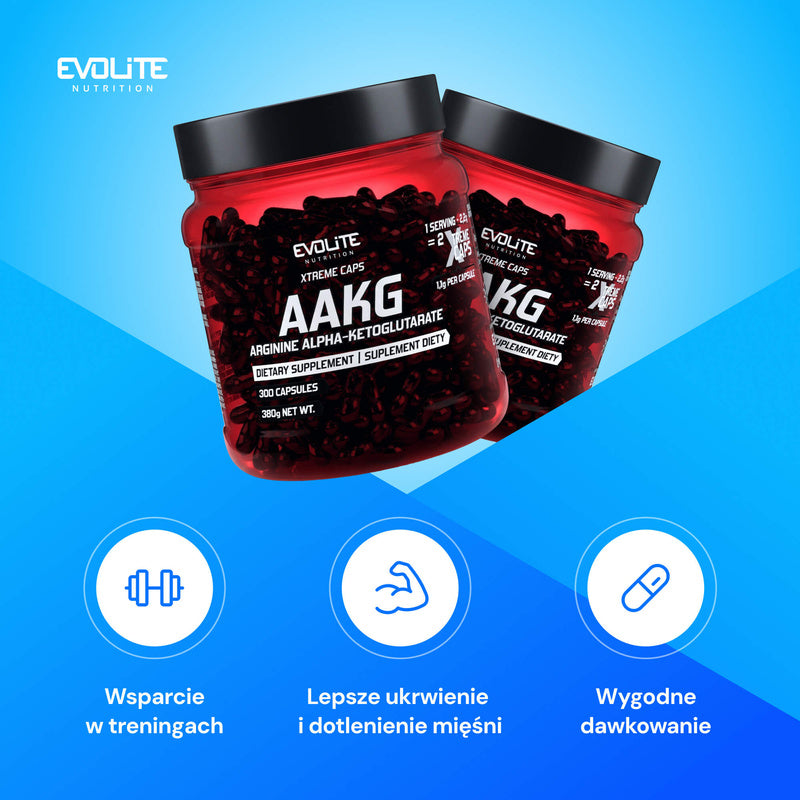Evolite AAKG Xtreme 300 Capsules 1100mg L-Arginine Mega Pump NO Booster GH Argi Expiration date at least 1 year from the date of purchase