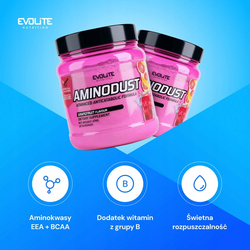 Evolite Aminodust 30 Days Essential Amino Acids EAA BCAA Endogenous Expiration date at least 1 year from the date of purchase