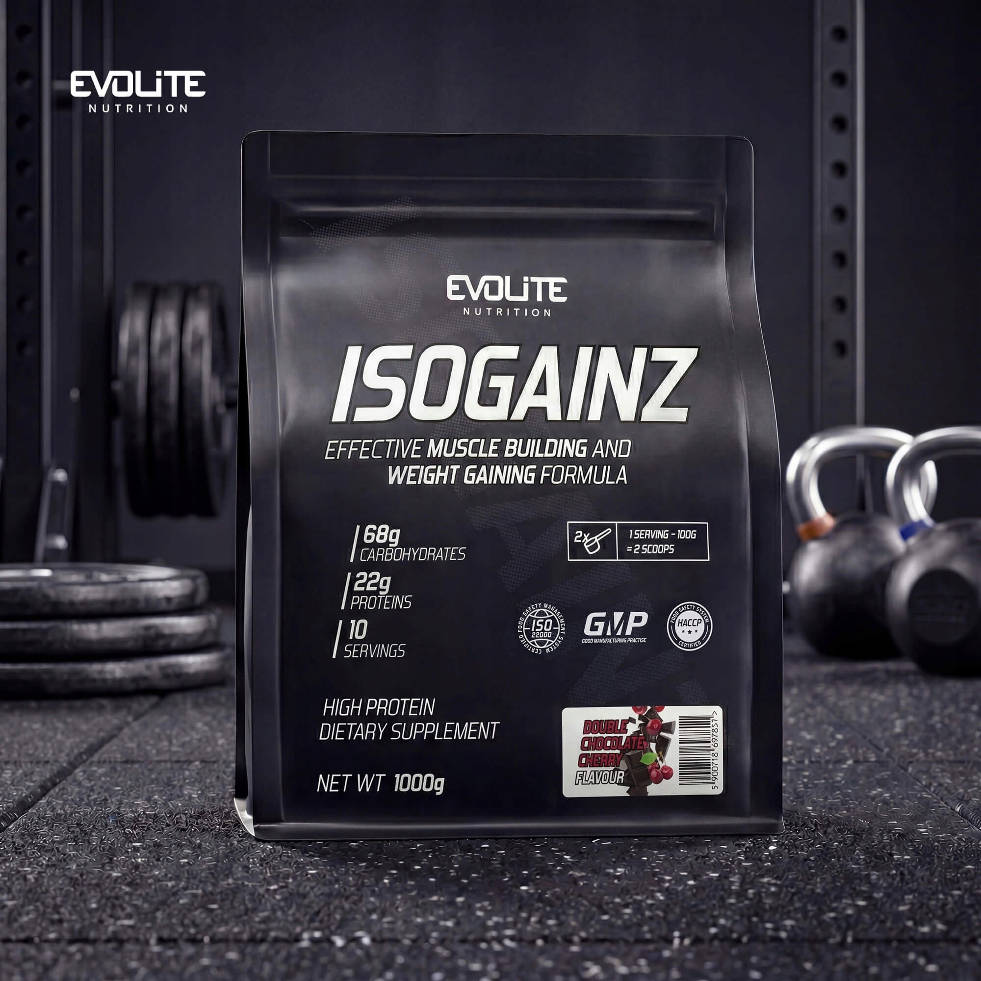Evolite IsoGainz 1000g 1kg Gainer Weight WPC WPI Complex Carbohydrates Brand Evolite Nutrition