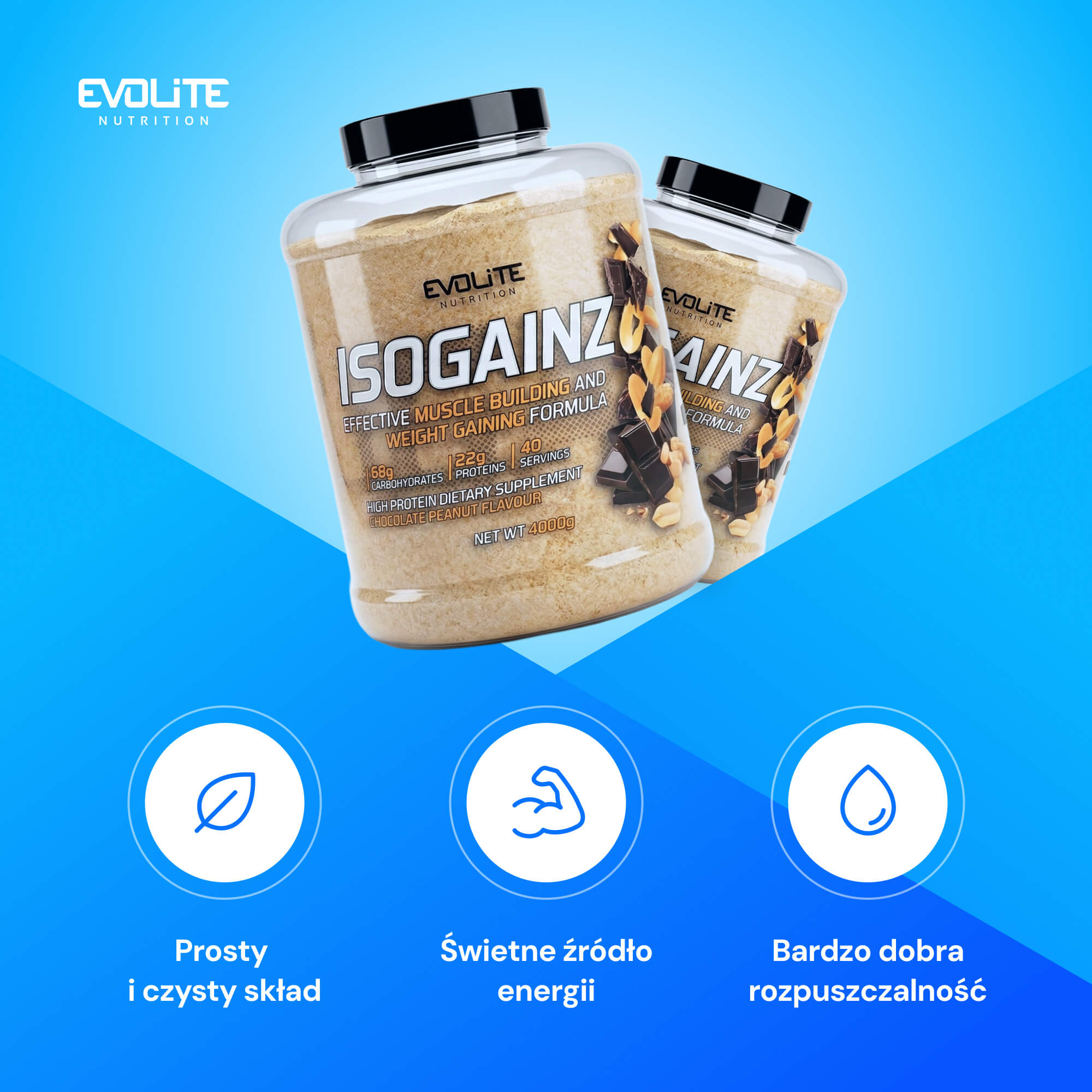 Evolite IsoGainz 4000g Gainer Weight Carbon Composite Concentrate Isolate Brand Evolite Nutrition