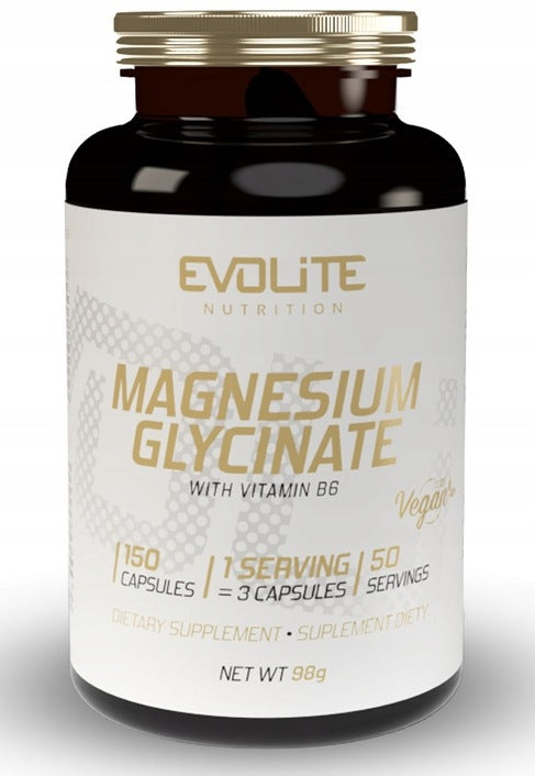 Evolite Magnesium Glycinate 555mg MAGNESIUM DIGLYcinaTE 150 Vcaps Magnesium + B6
