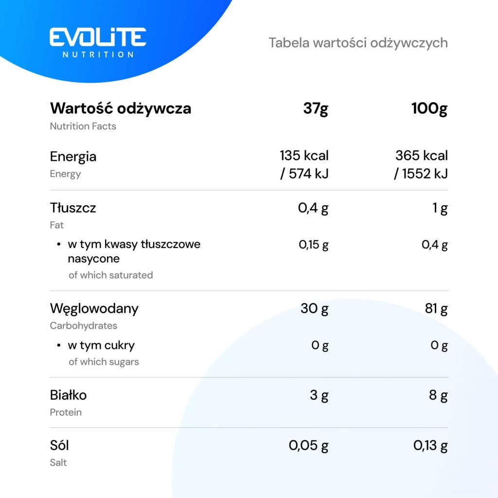 Evolite Nutrition Cream of Rice 900 g Kleik Rice Porridge Carbohydrates Packaging status original