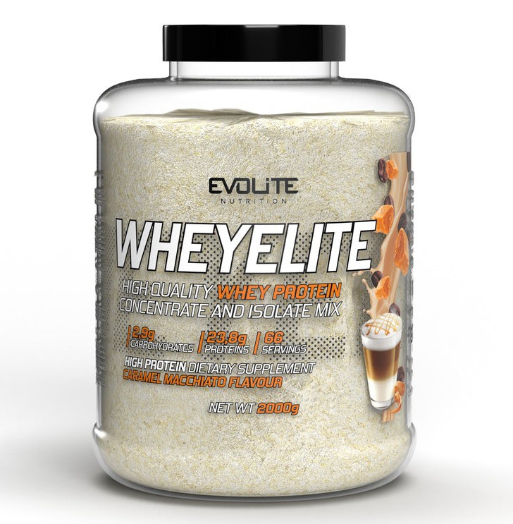 Evolite WHEYELITE 2000g CarAMEL Flavour MACCHIATO Protein WPC PROTEIN MIX WPI