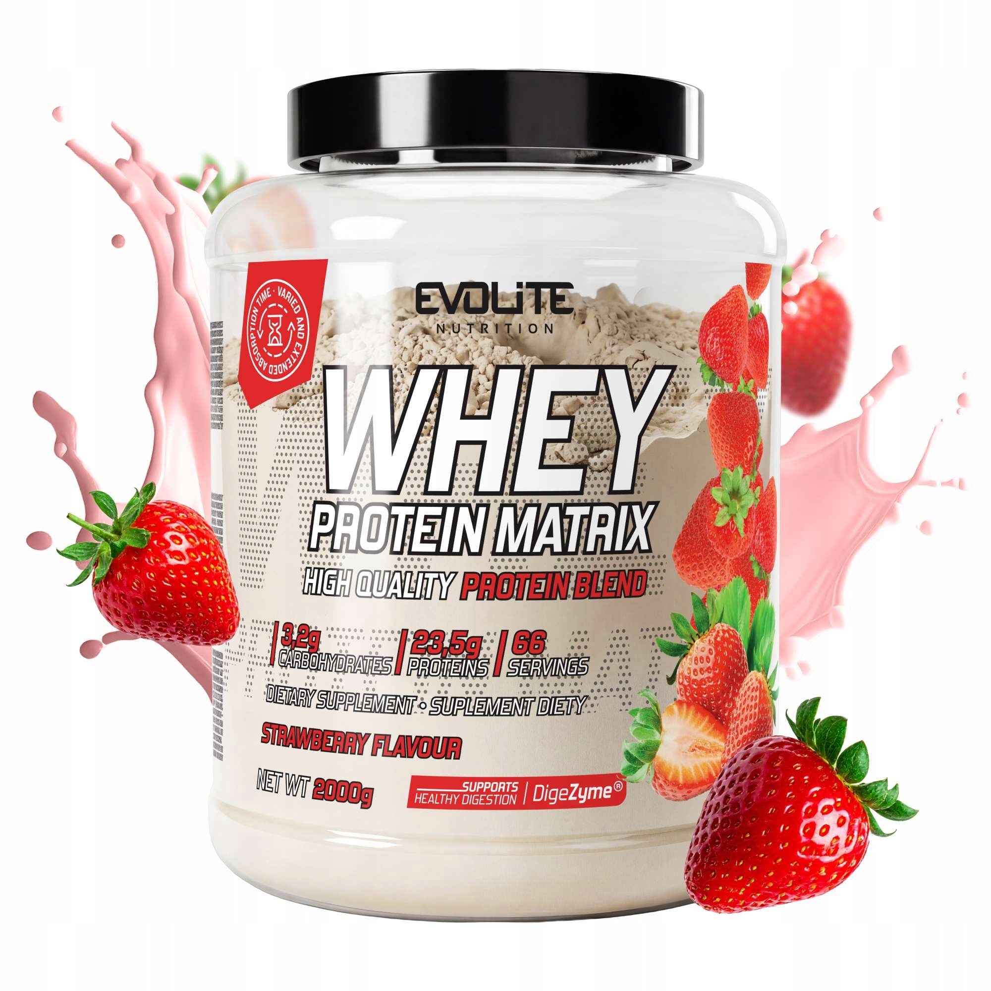Evollite Nutrition Whey Protein Matrix 2000g MPI WPC WPI ENZYMES Lactase