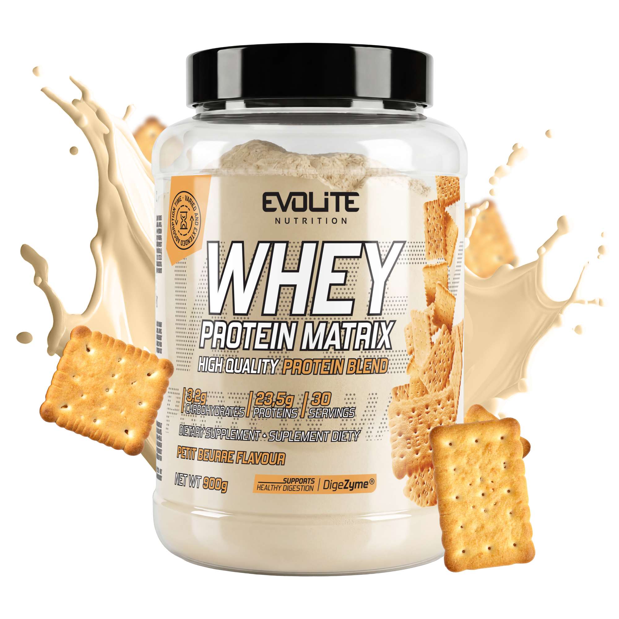 Evollite Nutrition Whey Protein Matrix 900g MPI WPC WPI ENZYMES Lactase