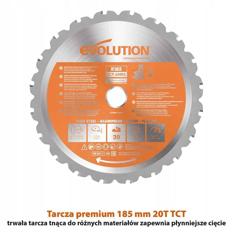 Evolution R185SMS+ Miter Saw 185mm 1200W Multi-Material Brand Evolution