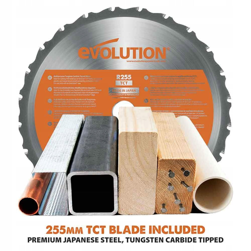 Evolution R255MTS 255mm Table Saw With Multi-Material Cutting Blade Packaging status original