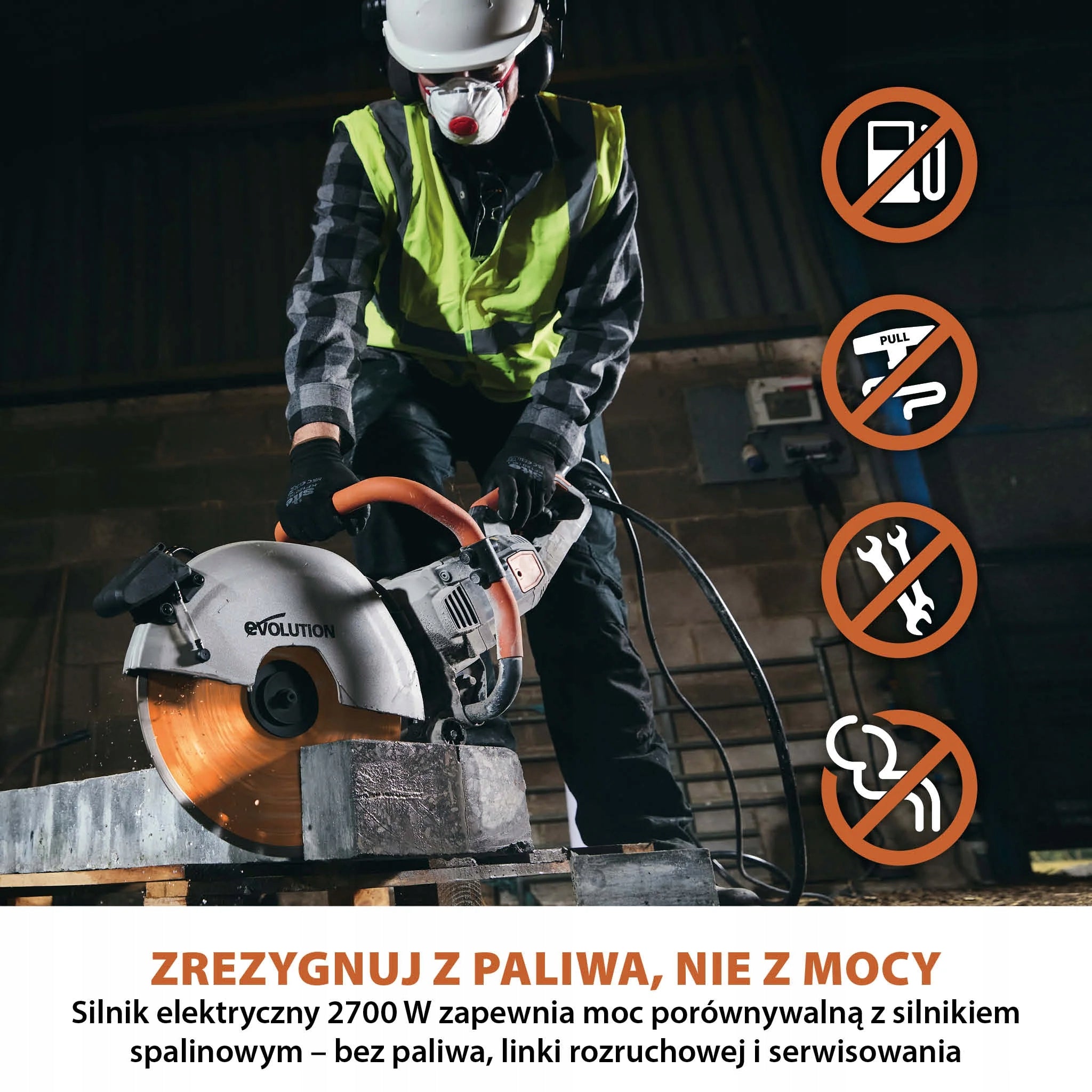 Evolution R350DCT 2700W 350mm electric concrete saw Brand Evolution