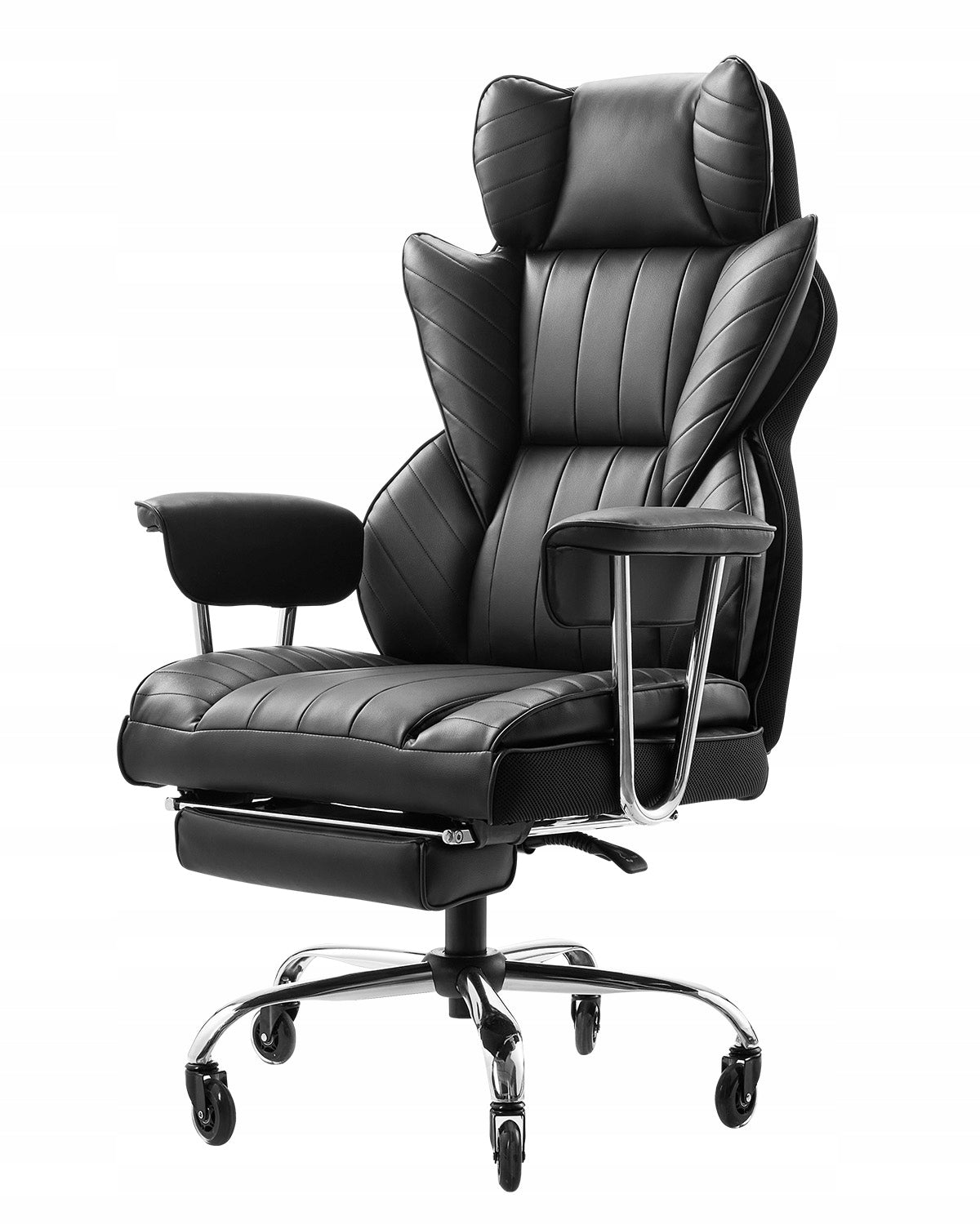 Executive Office Chair High Back Chair Footrest & Removable Armrests Black