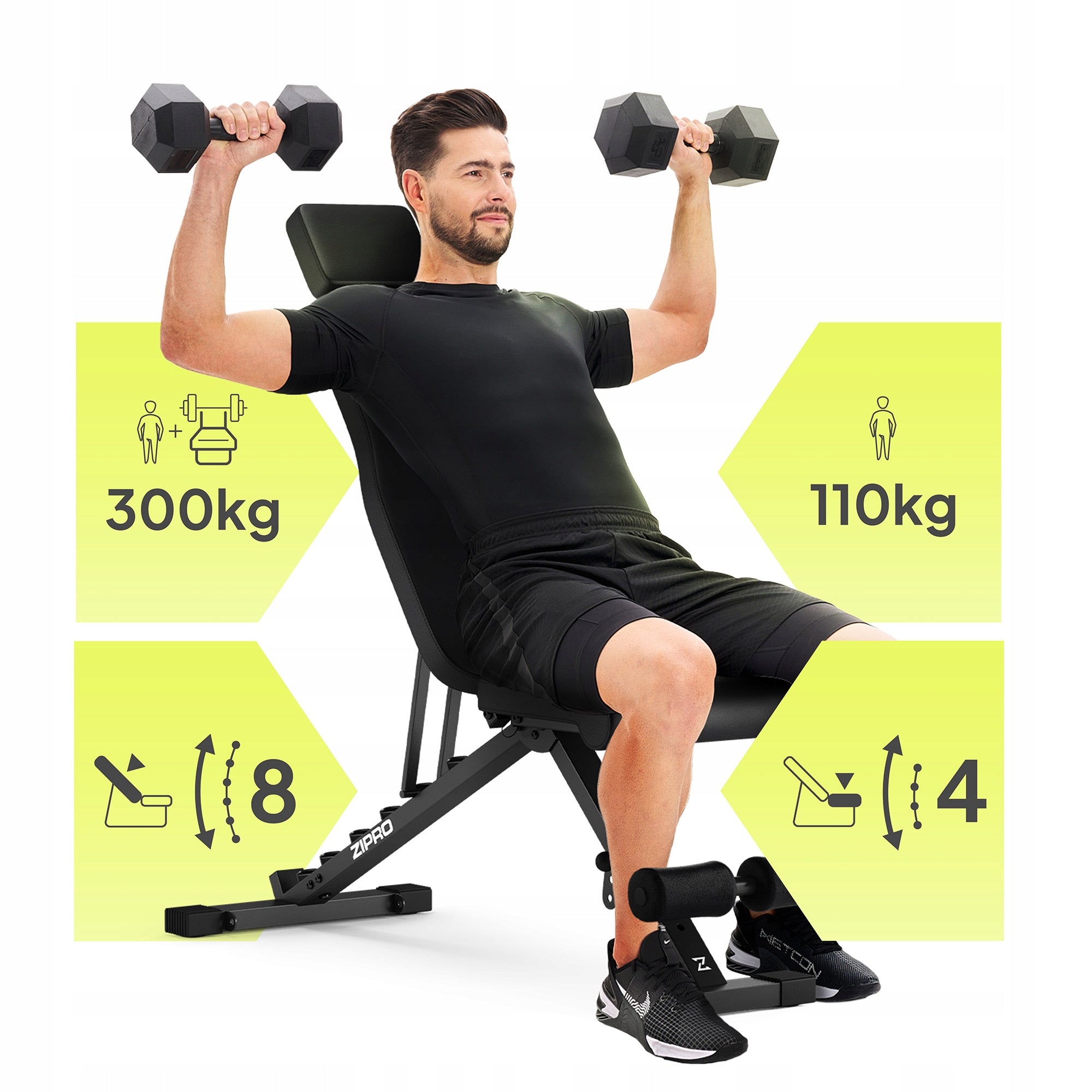 Exercise Bench Training Bench Adjustable Folding Zipro Grind Brand Zipro