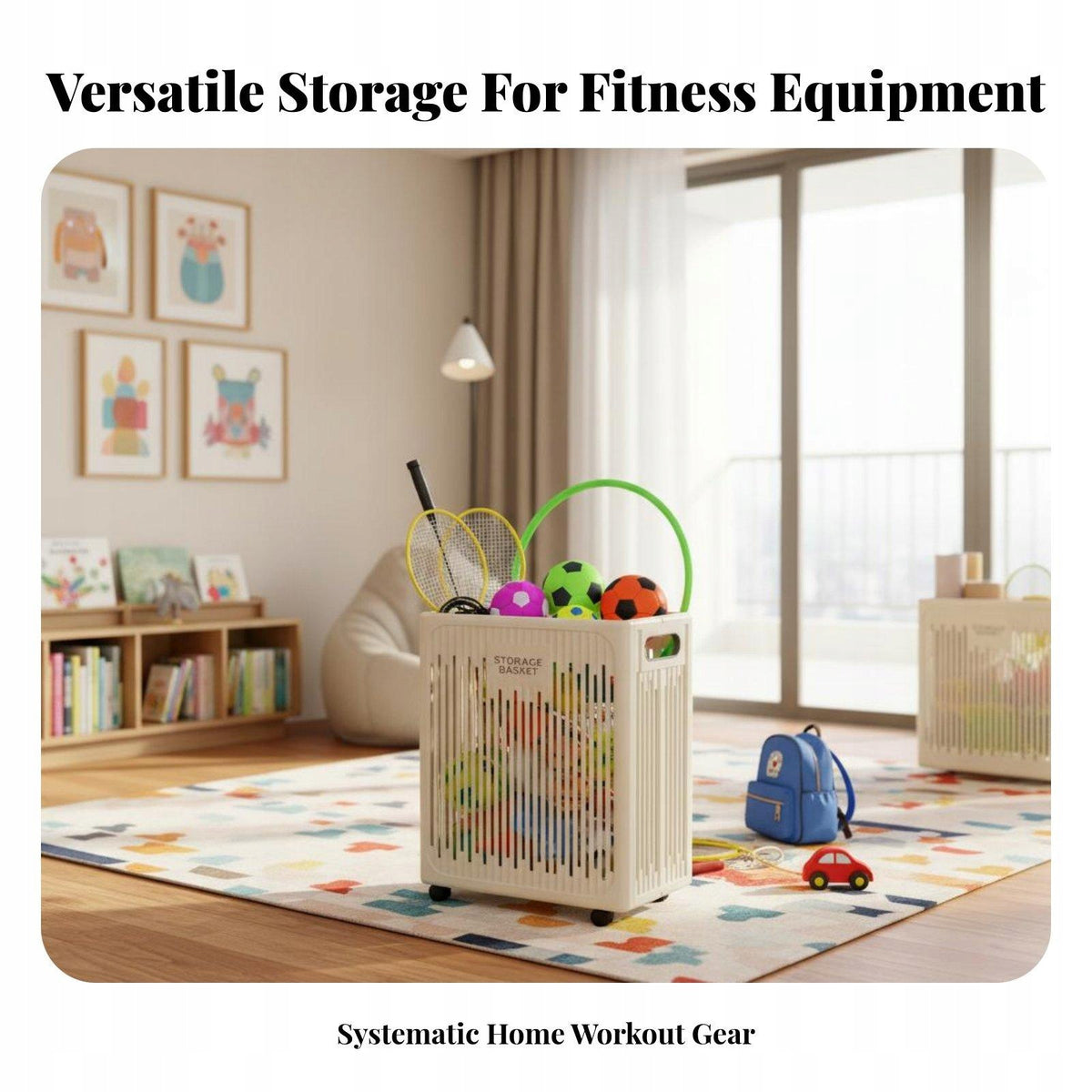 Exercise Mat Storage Rack Full Rotation Exercise Mat Xl-with Wheels Ivory Packaging status original