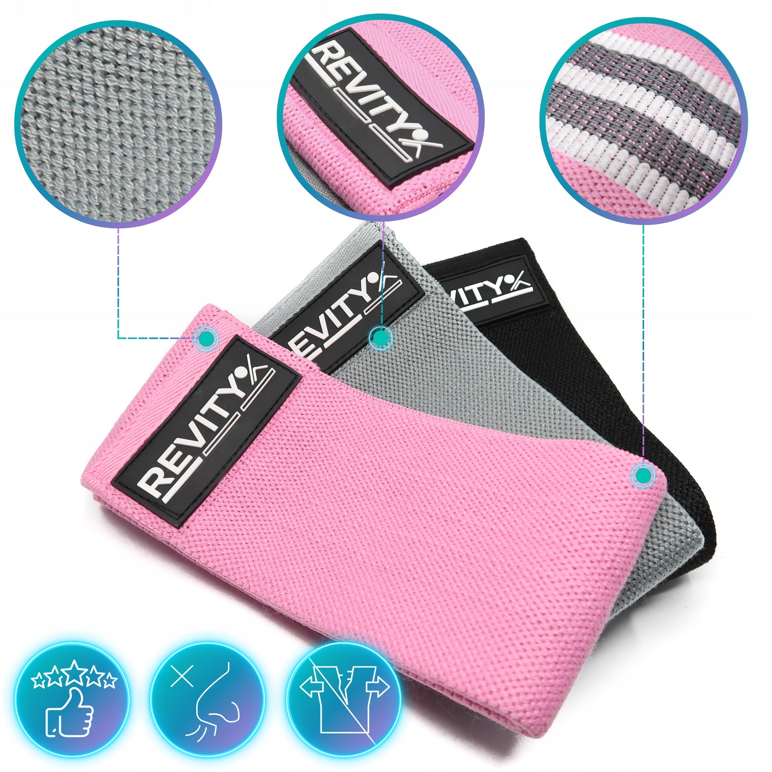 Exercise Rubbers Mini Band Material Fitness Set of 3 Non-Slip Rubbers Manufacturer code Flex Hip Band R3 Materiałowe