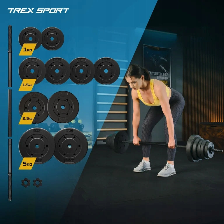 Exercise barbell set bituminous loads griffin 28kg Trex Sport Packaging status original