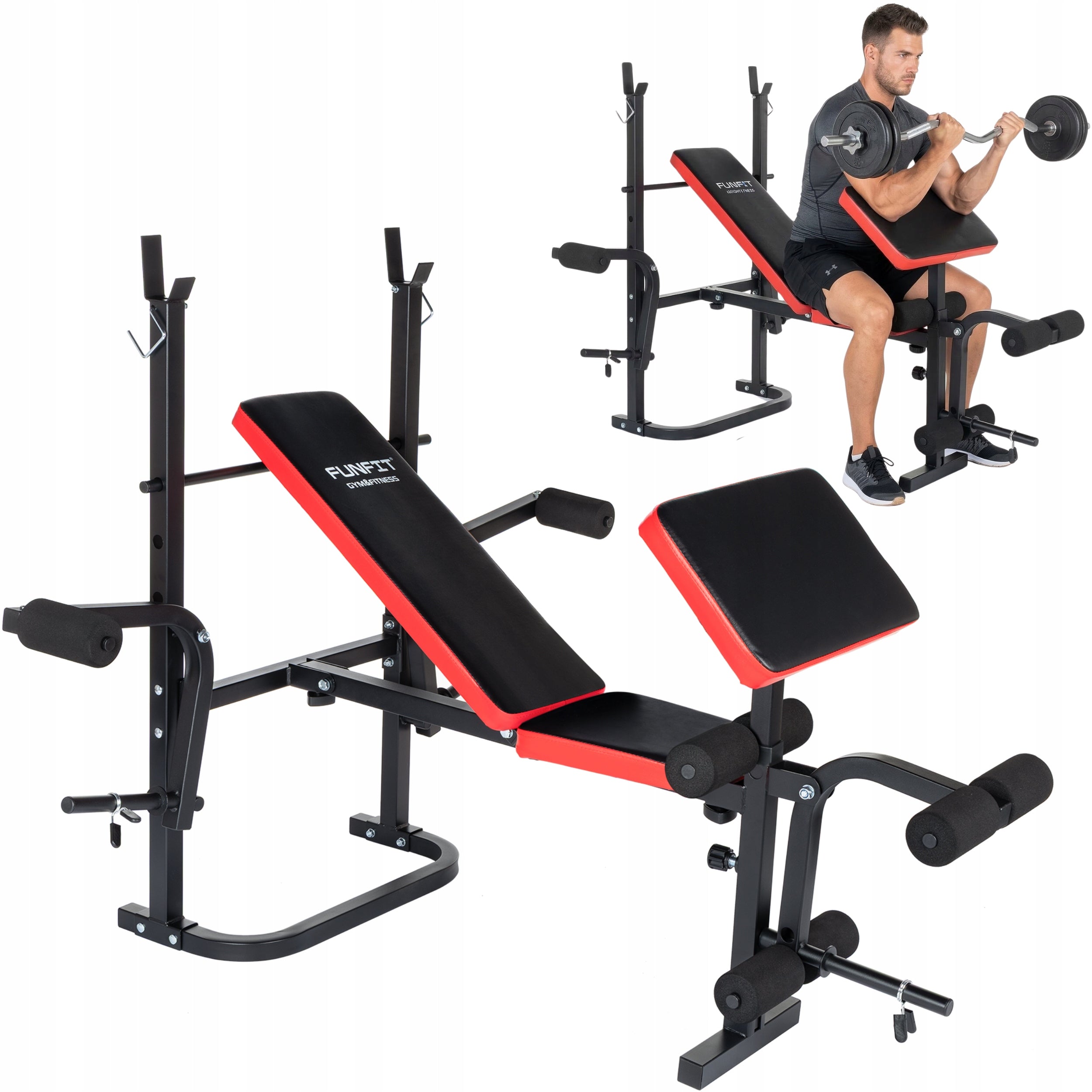 Exercise bench adjustable barbell racks with prayer book FUNFIT