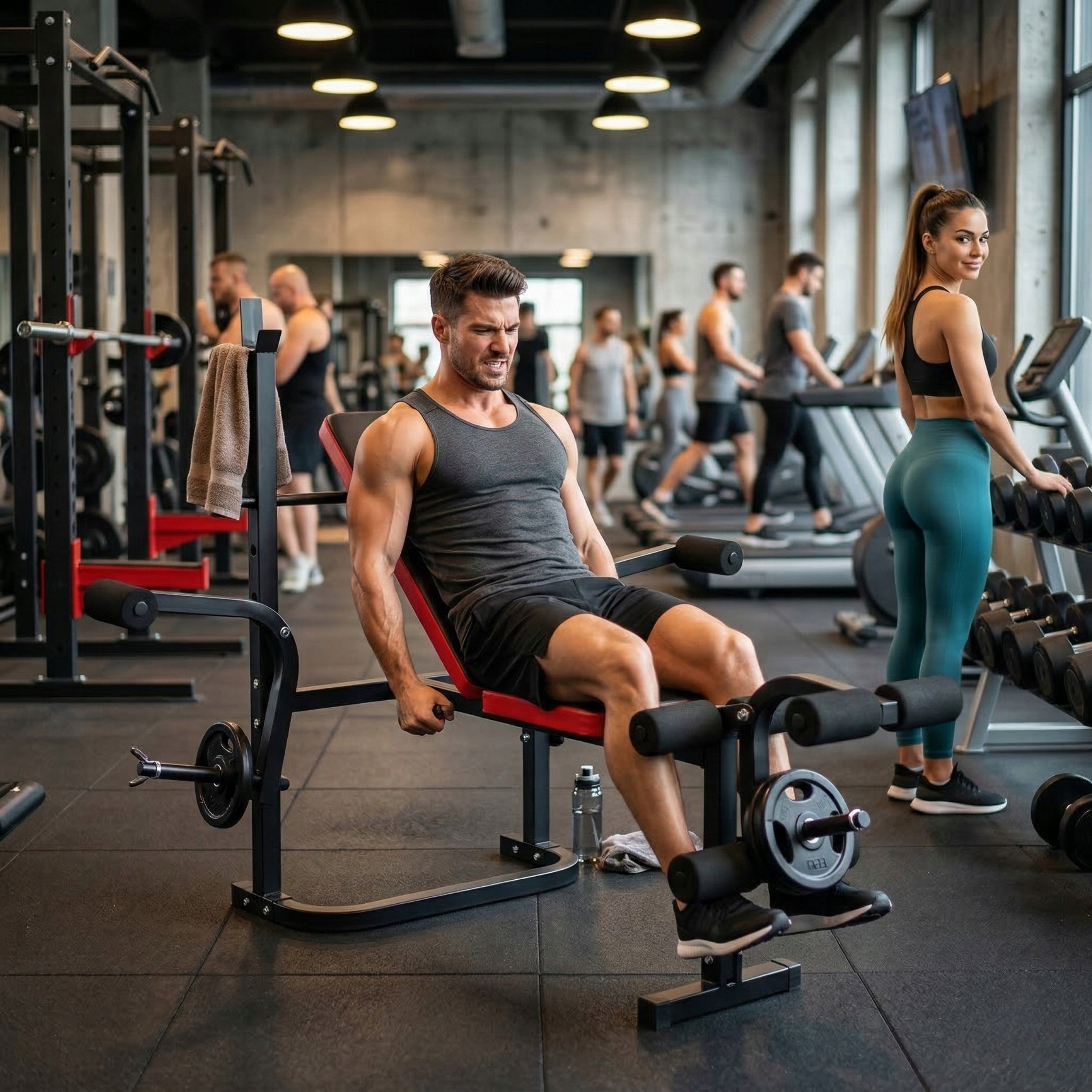 Exercise bench adjustable with barbell racks strength training FUNFIT Manufacturer code 4808