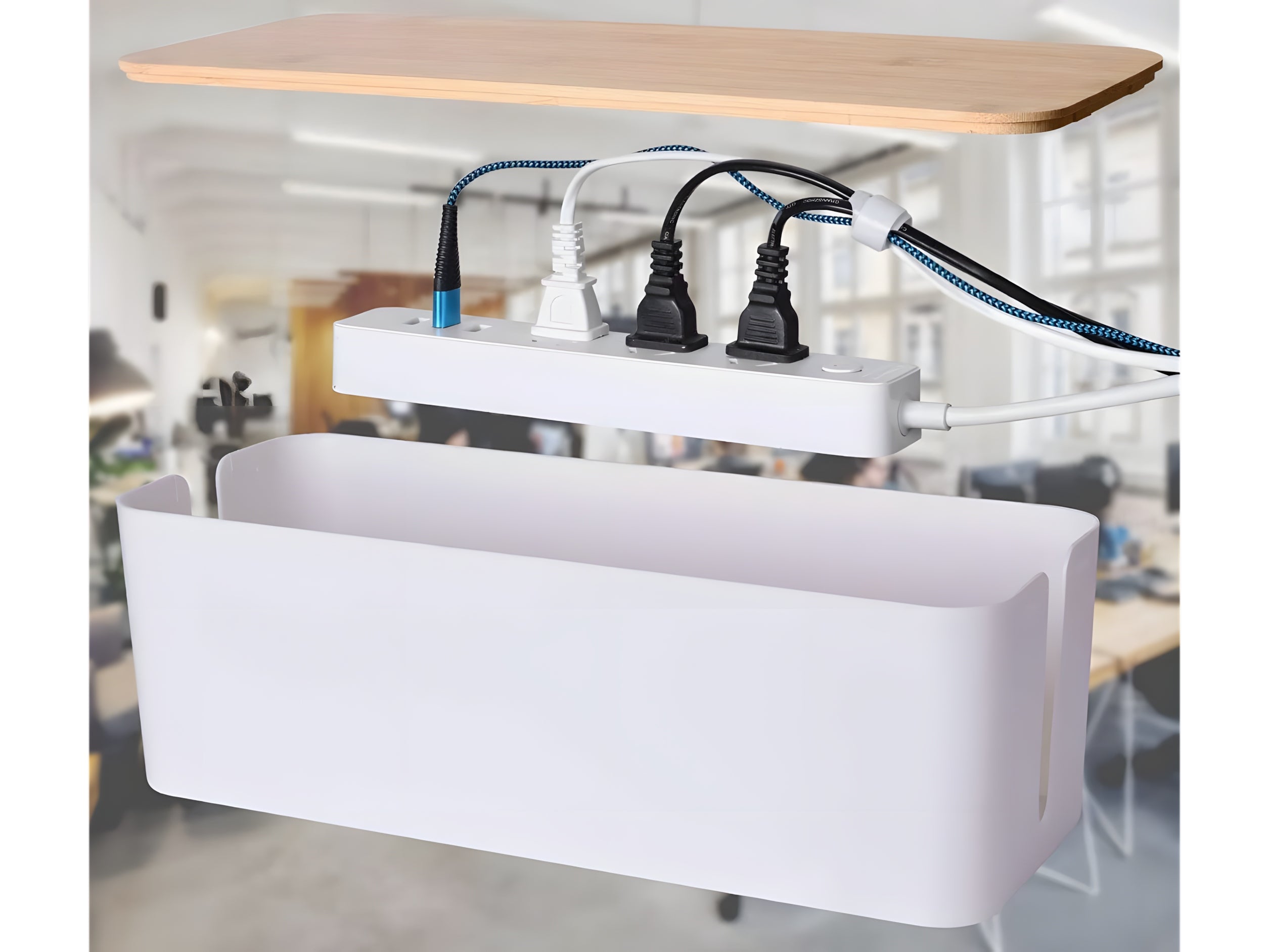 Extension Cable Organizer White + Wood - M Box Manufacturer code Organizer na przedłużacz biało-brązowy M