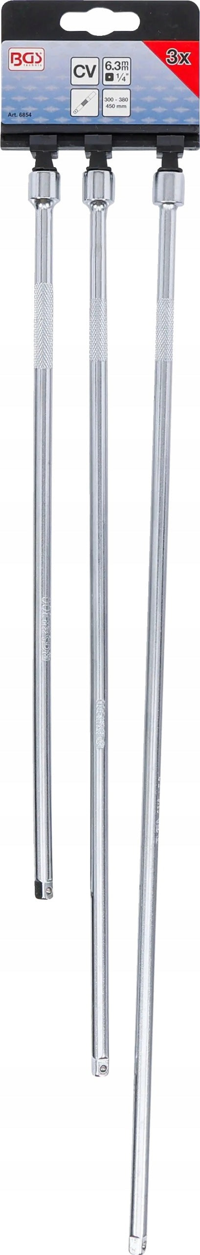 Extensions 1/4" 300 380 450 MM extra long set Cr-V BGS-Germany Brand Honiton
