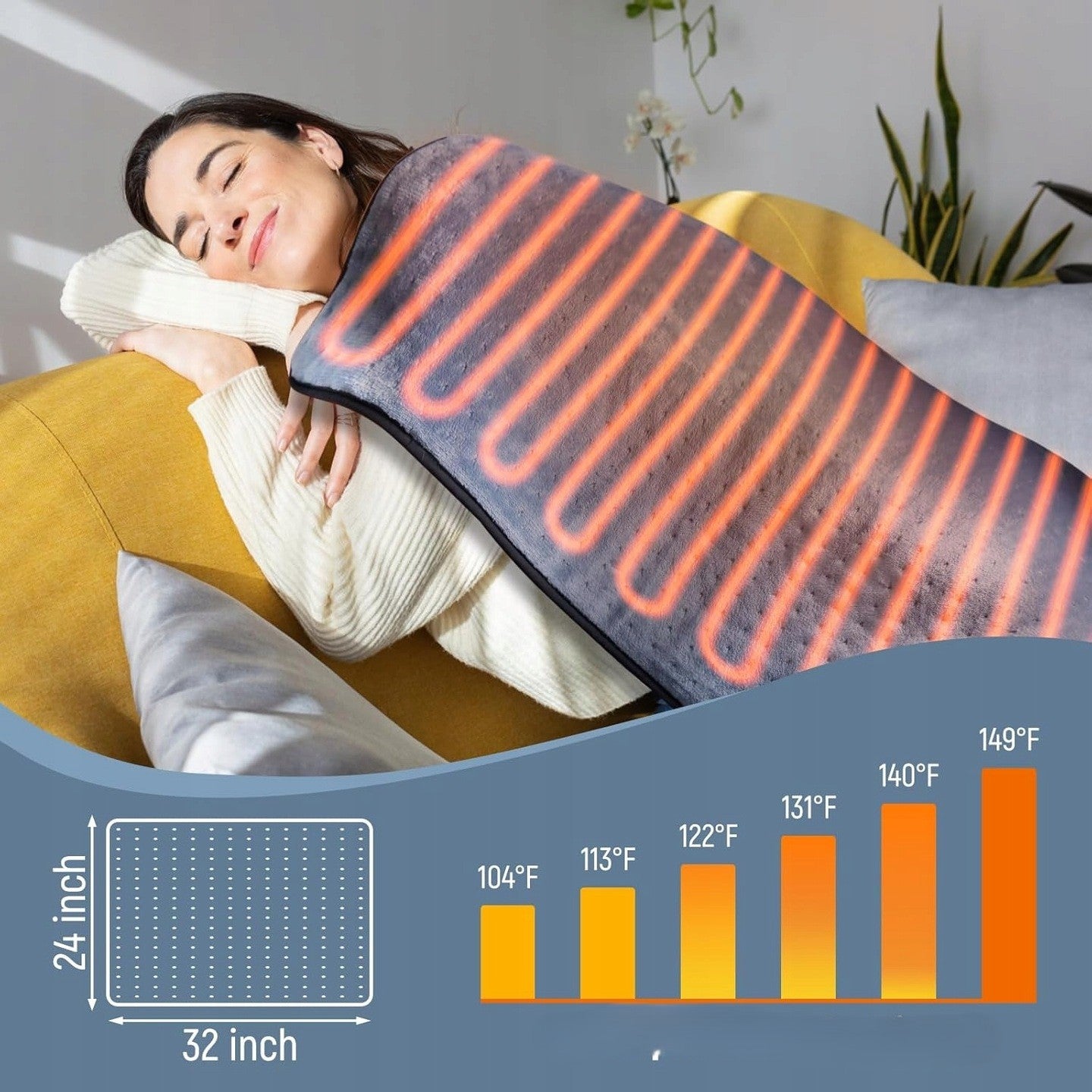 Extra Large Pillow Heating Blanket XXL 58 x 77 cm 6 Temperature Settings Packaging status original