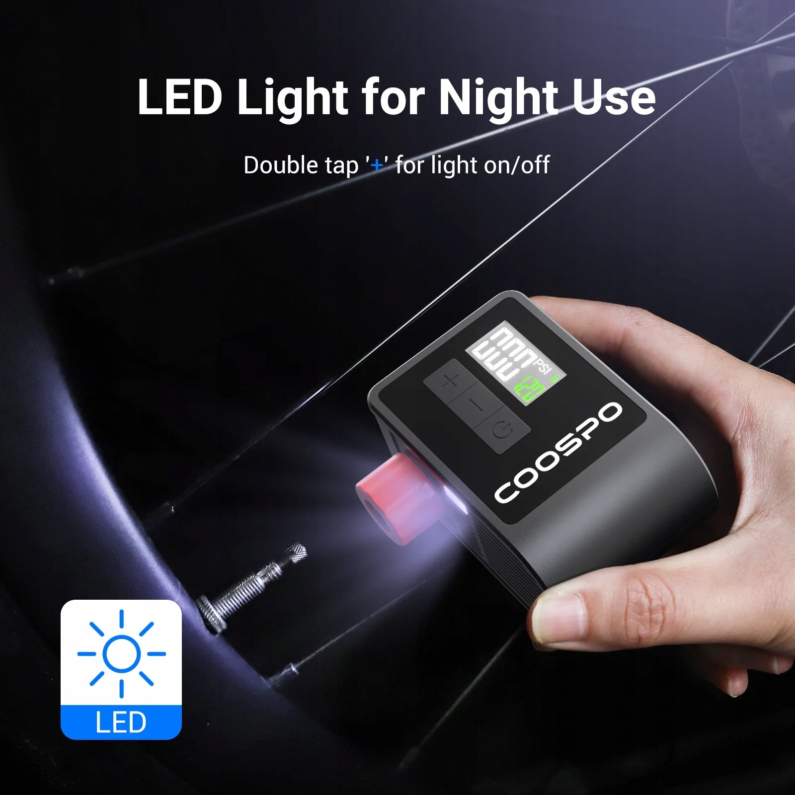 Extra small lightweight electric mini bicycle pump with battery Coospo AP-B1 Packaging status original
