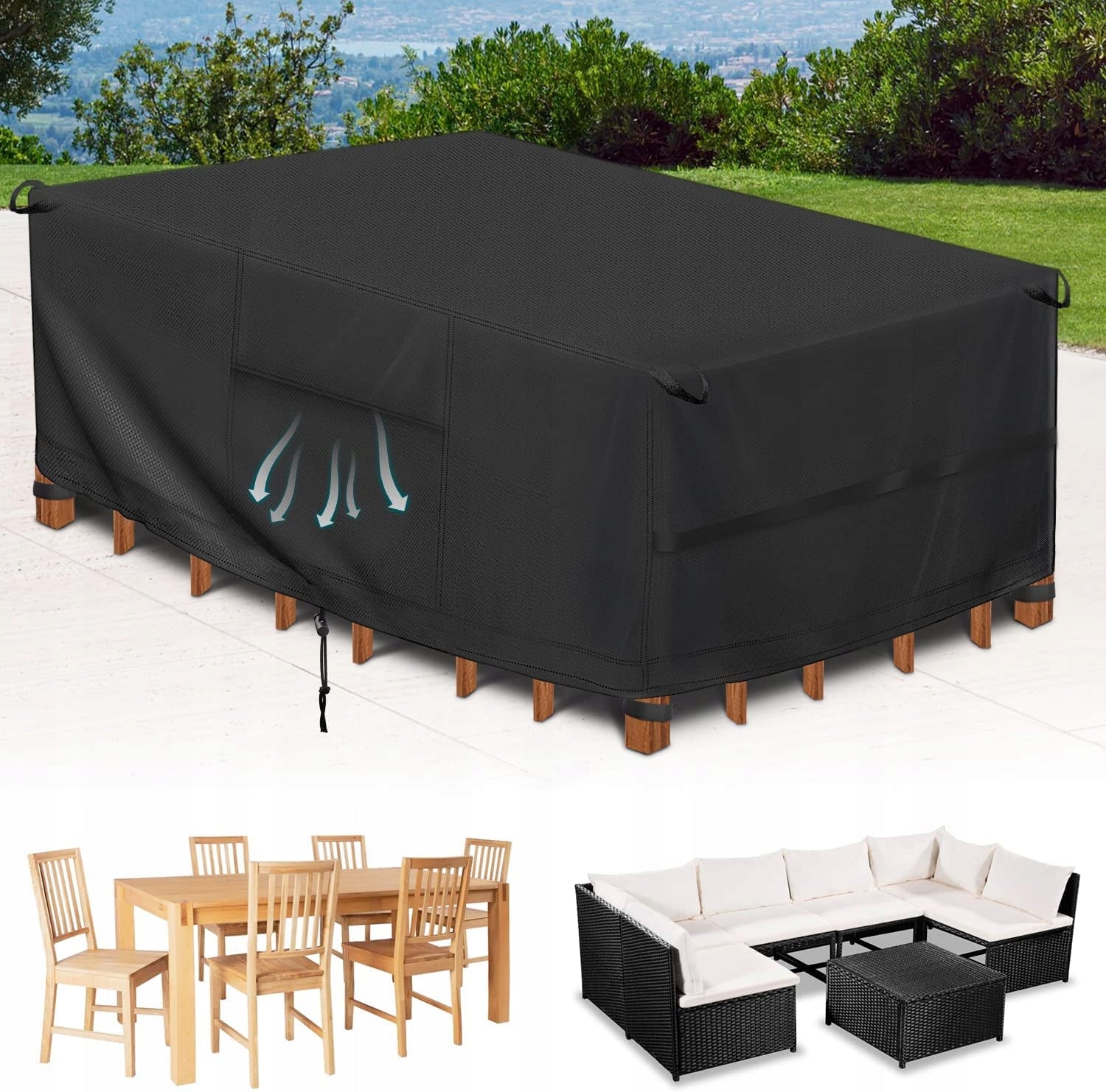 Eyein Garden Cover Set 170 x 95 x 74 cm Black, OXFORD 420D
