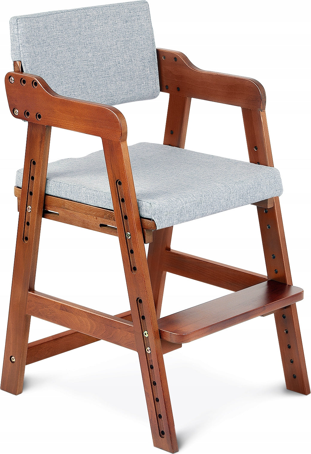 Ezebaby Height-Adjustable Wooden High Chair for 2+ Years, Walnut