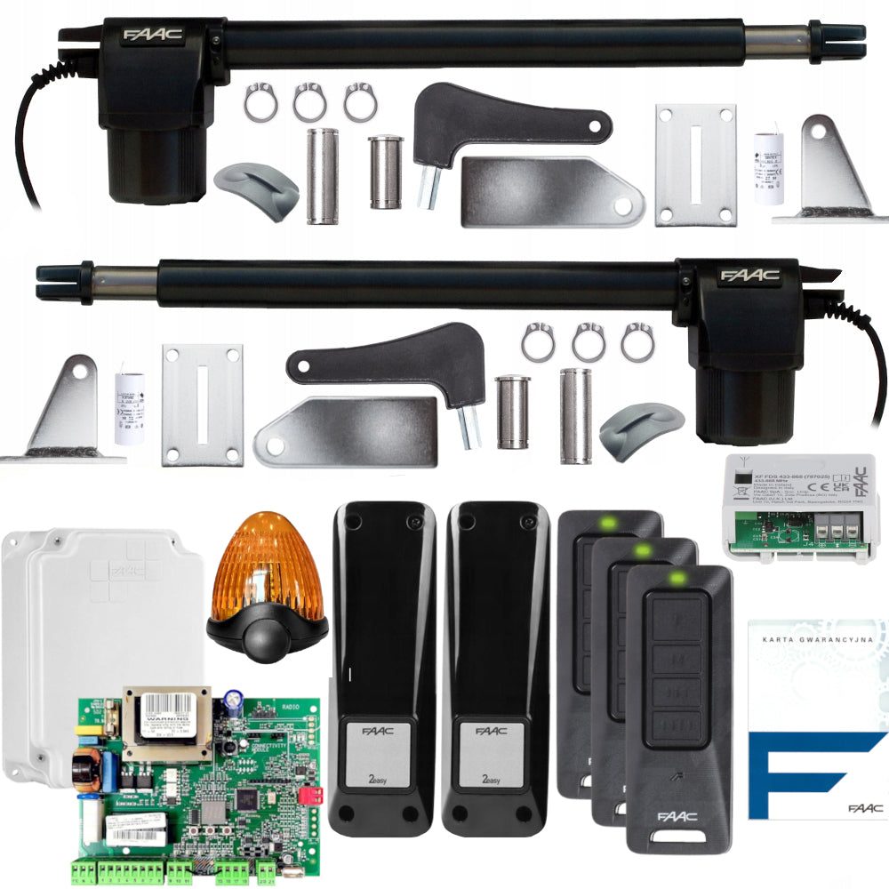 FAAC ALFA 414 Actuator Swing Gate Kit 8m 3 Remote Controls XT4 LUCY LED