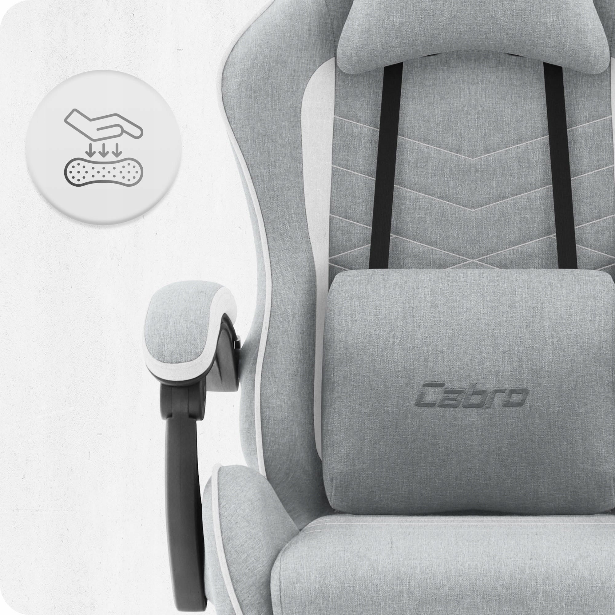 FABRIC GAMING CHAIR CABRO C500 GREY WHITE FABRIC Furniture depth 65 cm