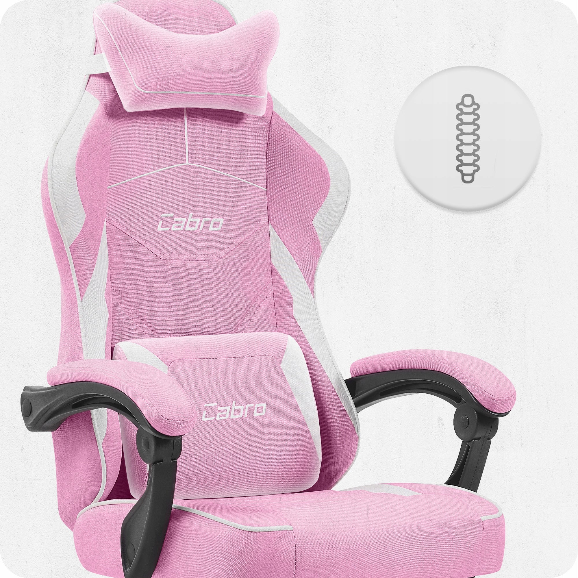 FABRIC GAMING CHAIR CABRO C502 PINK WHITE FABRIC Furniture depth 54 cm