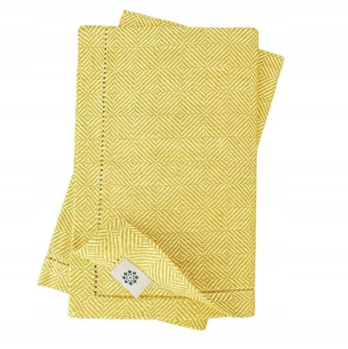FABRIC NAPKINS LINEN SCANDI YELLOW FOR HOME ON THE TABLE 4 PIECES