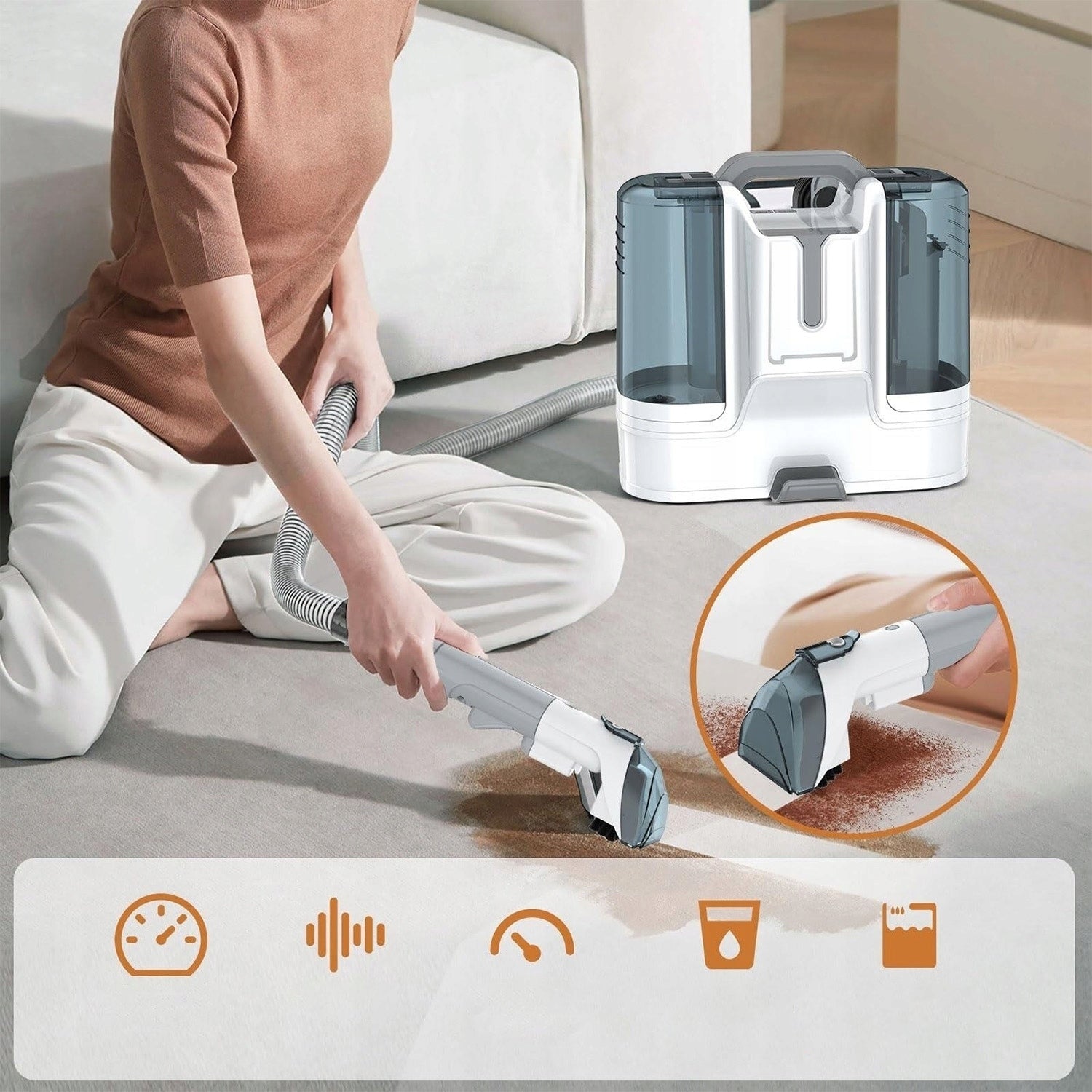 FABRIC VACUUM CLEANER SMALL SPRAY-SUCTION MACHINE STRONG CLEANING 450W Manufacturer code HDM-304AC