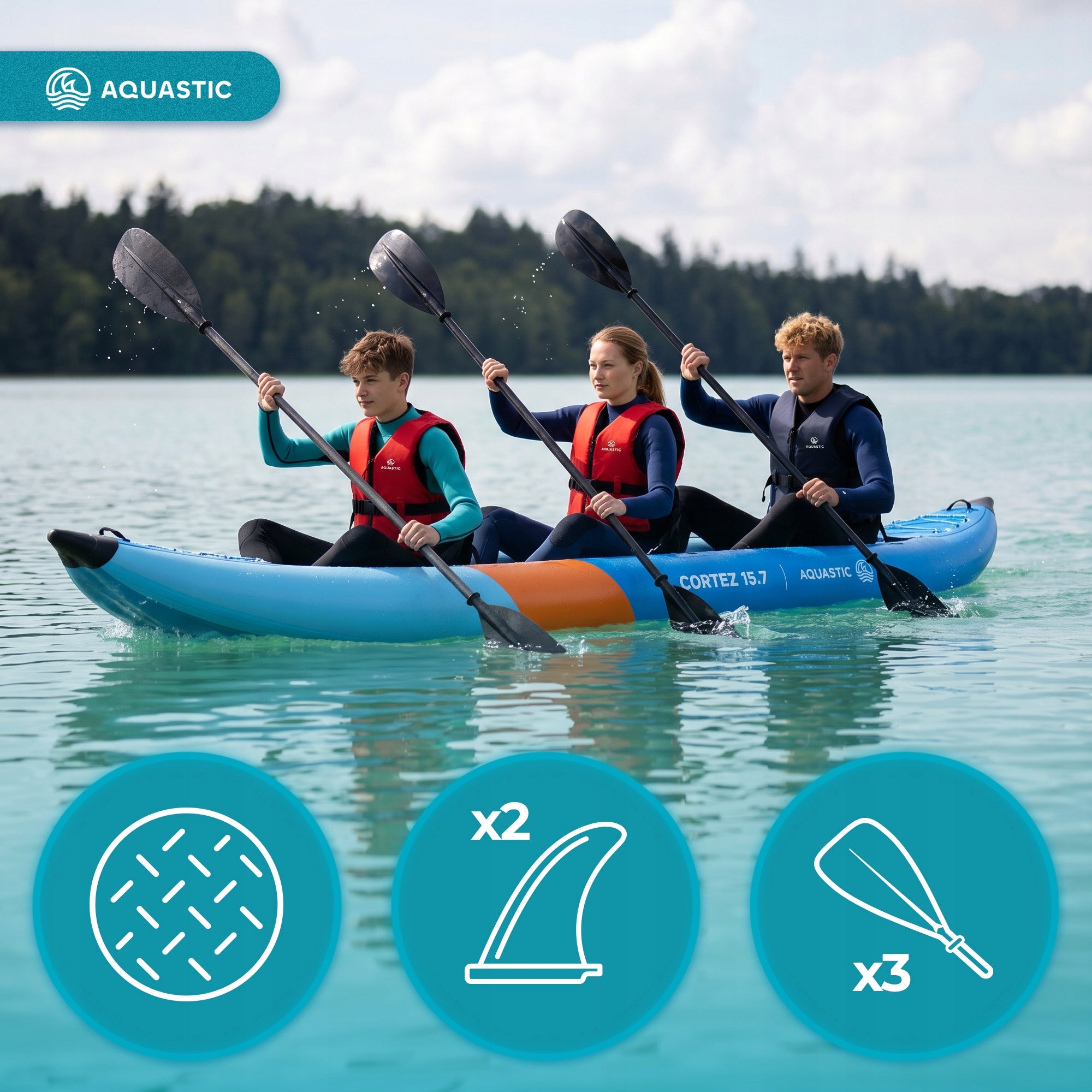 FAMILY 3-SEATER KAYAK / AQUASTIC Cortez 15'7" 475cm / pumped / SET Model Cortez 15'7" 3