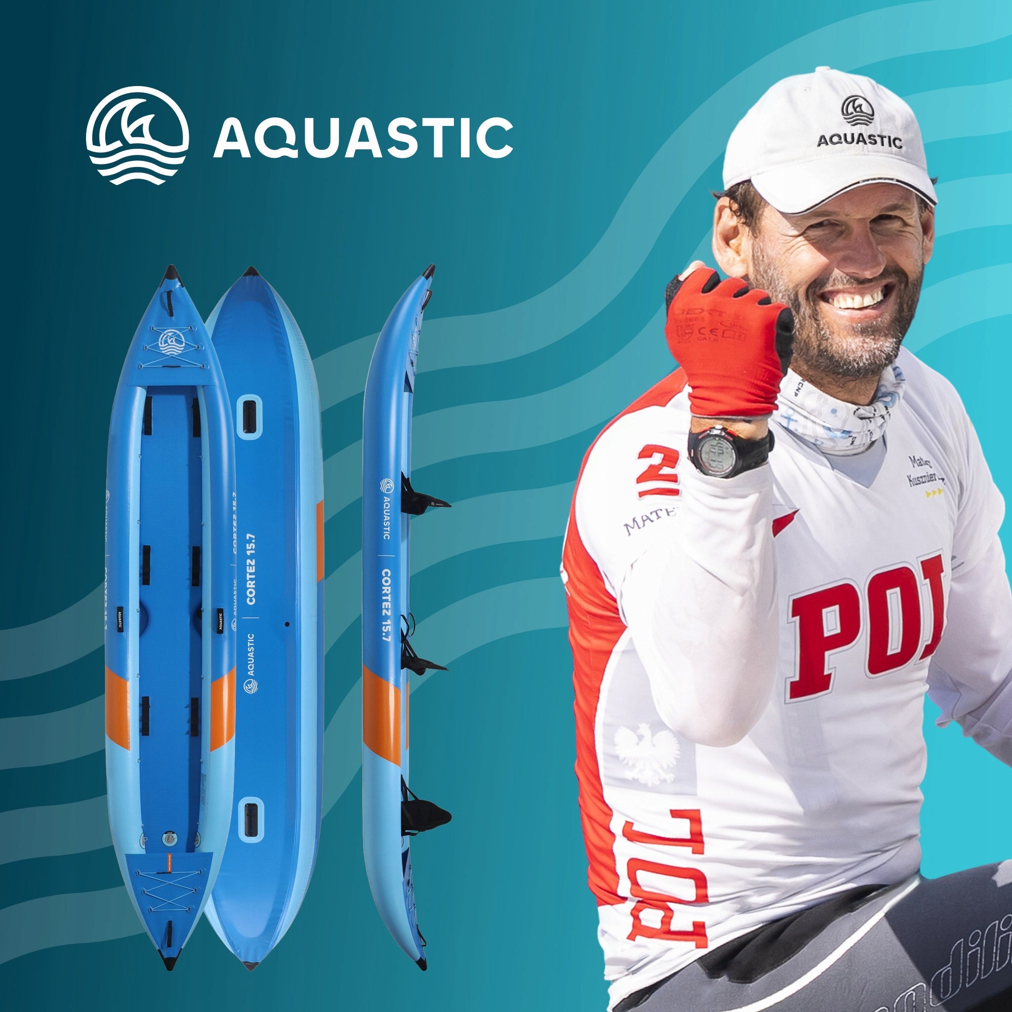 FAMILY 3-SEATER KAYAK / AQUASTIC Cortez 15'7" 475cm / pumped / SET Packaging status original