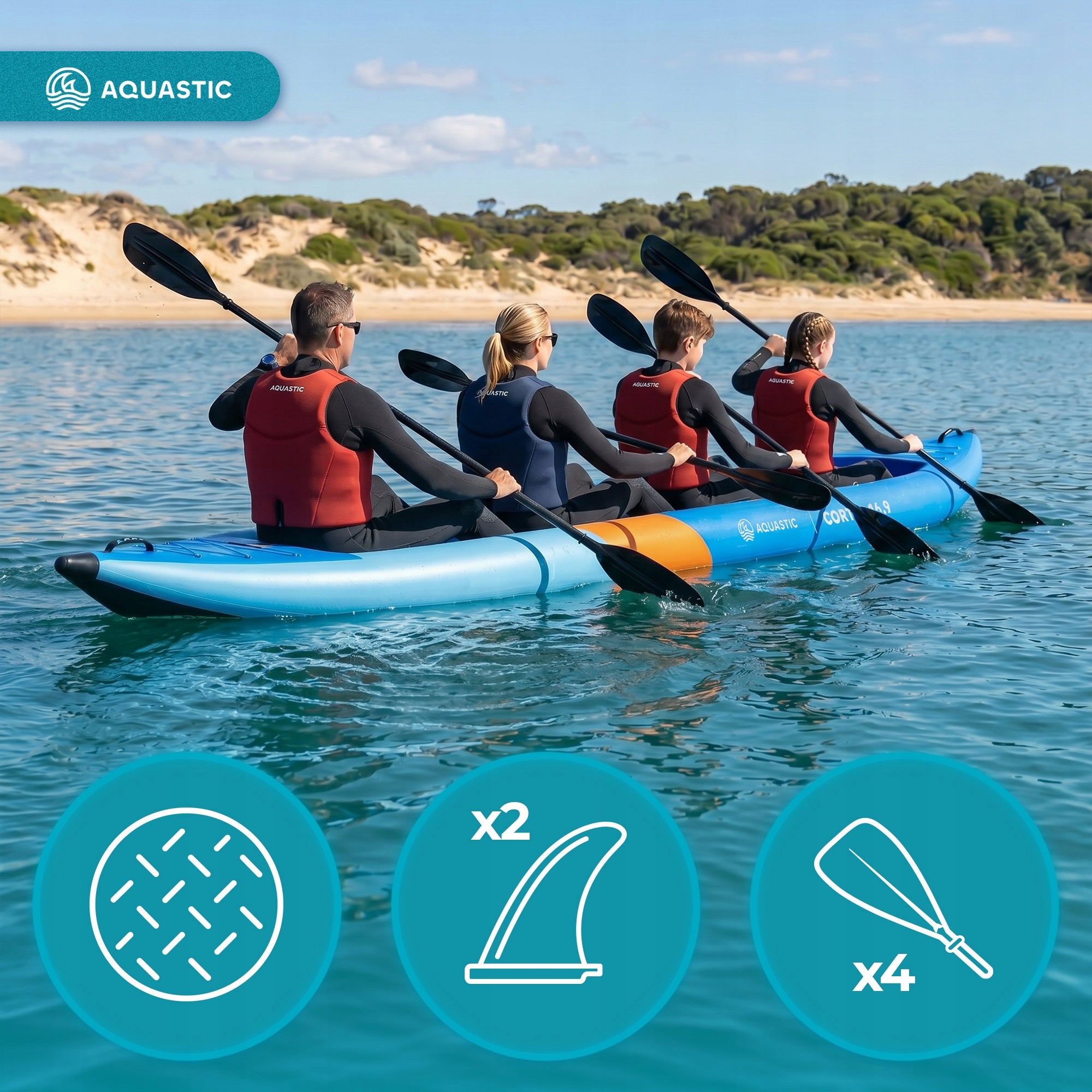 FAMILY 4-PERSON 5m / AQUASTIC Cortez 16'9" / 4x PADDLE Model Cortez 16'9"