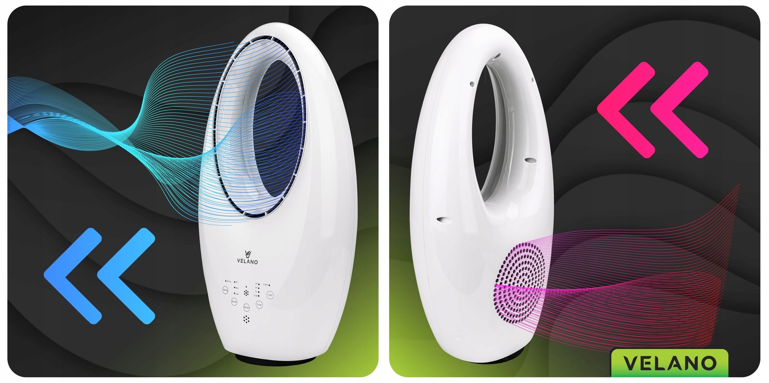 FAN BLADELESS FLOOR OSCILLATION TIMER BACKLIGHT LED REMOTE CONTROL Dominant color white