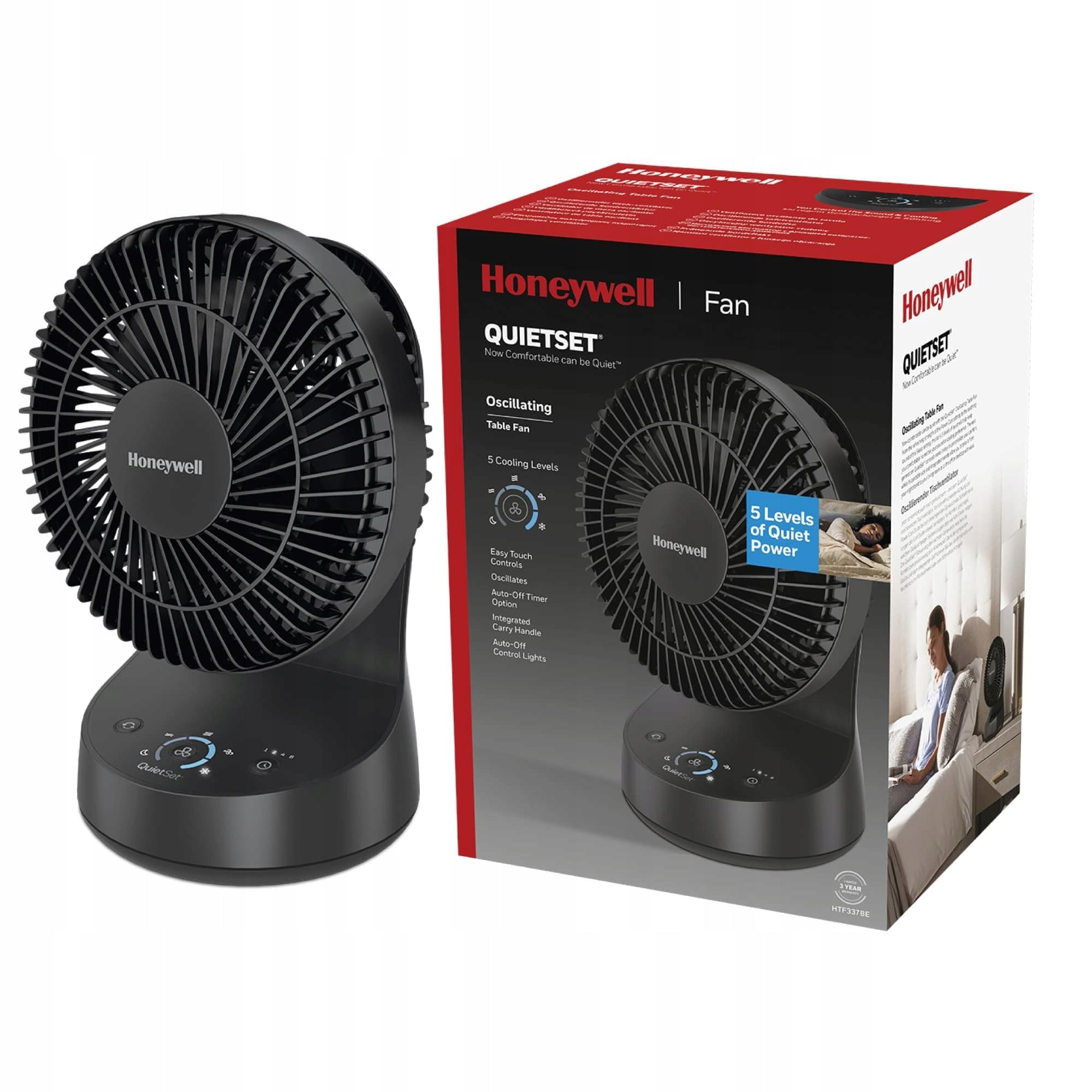 FAN DESK FAN HONEYWELL HTF337 5MODES QUIET OPERATION TIMER Manufacturer code HONEYWELL HTF337BE4