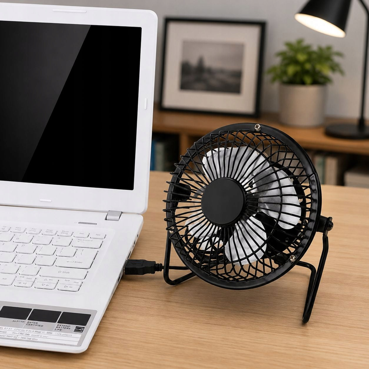 FAN DESK FAN STANDING SILENT FAN USB BLACK Packaging status original
