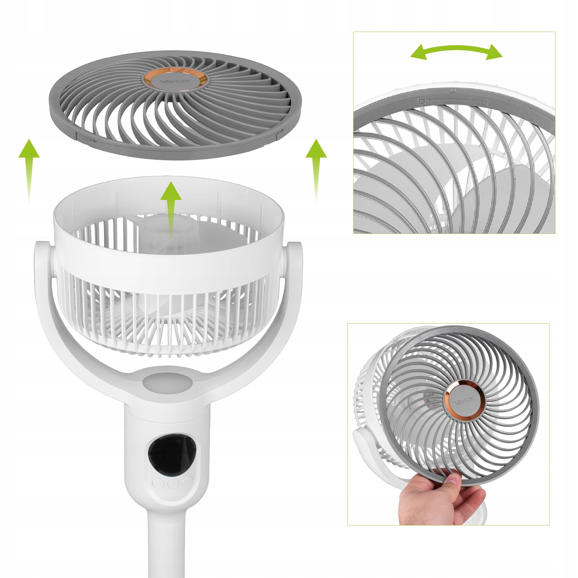 FAN FLOOR FAN STANDING WIRELESS TIMER REMOTE CONTROL USB VAYOX Dominant color white