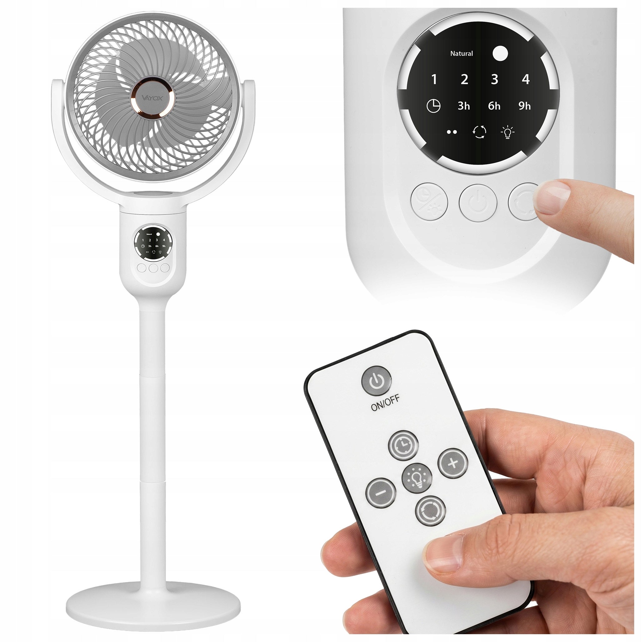 FAN FLOOR FAN STANDING WIRELESS TIMER REMOTE CONTROL USB VAYOX
