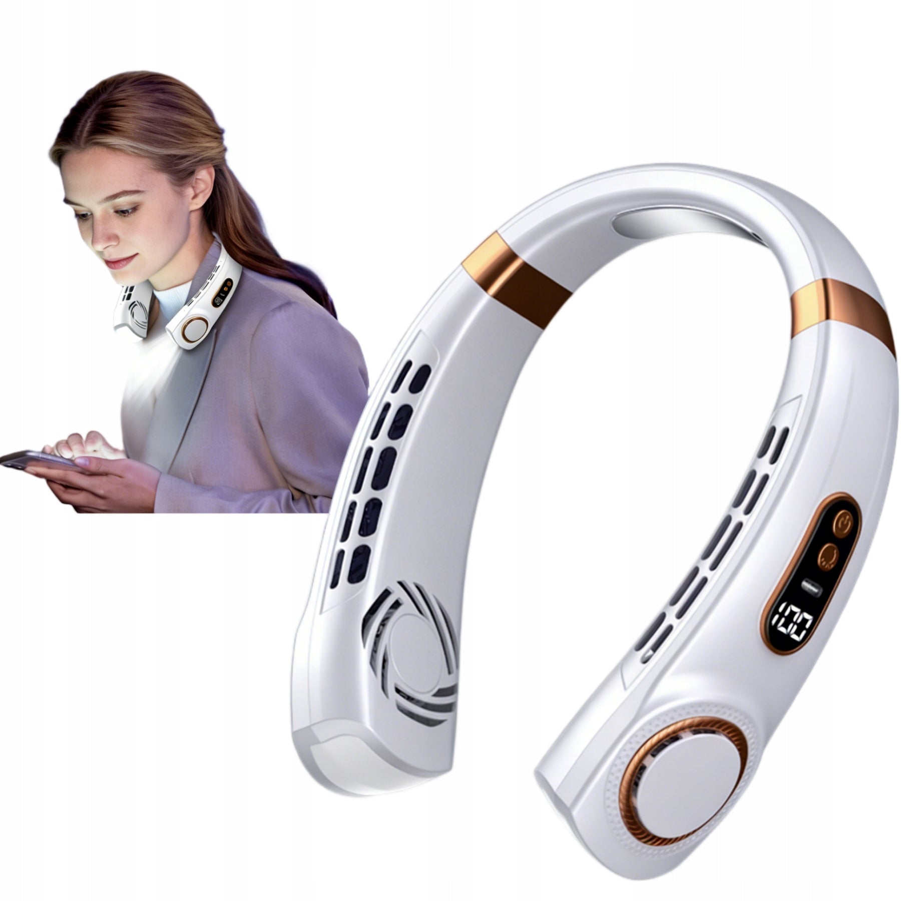 FAN NECK USB-C PORTABLE 5 MODES LCD