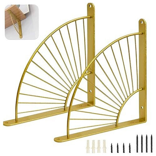 FAN SHELF BRACKETS GOLD METAL 2 PIECES WALL MOUNTING