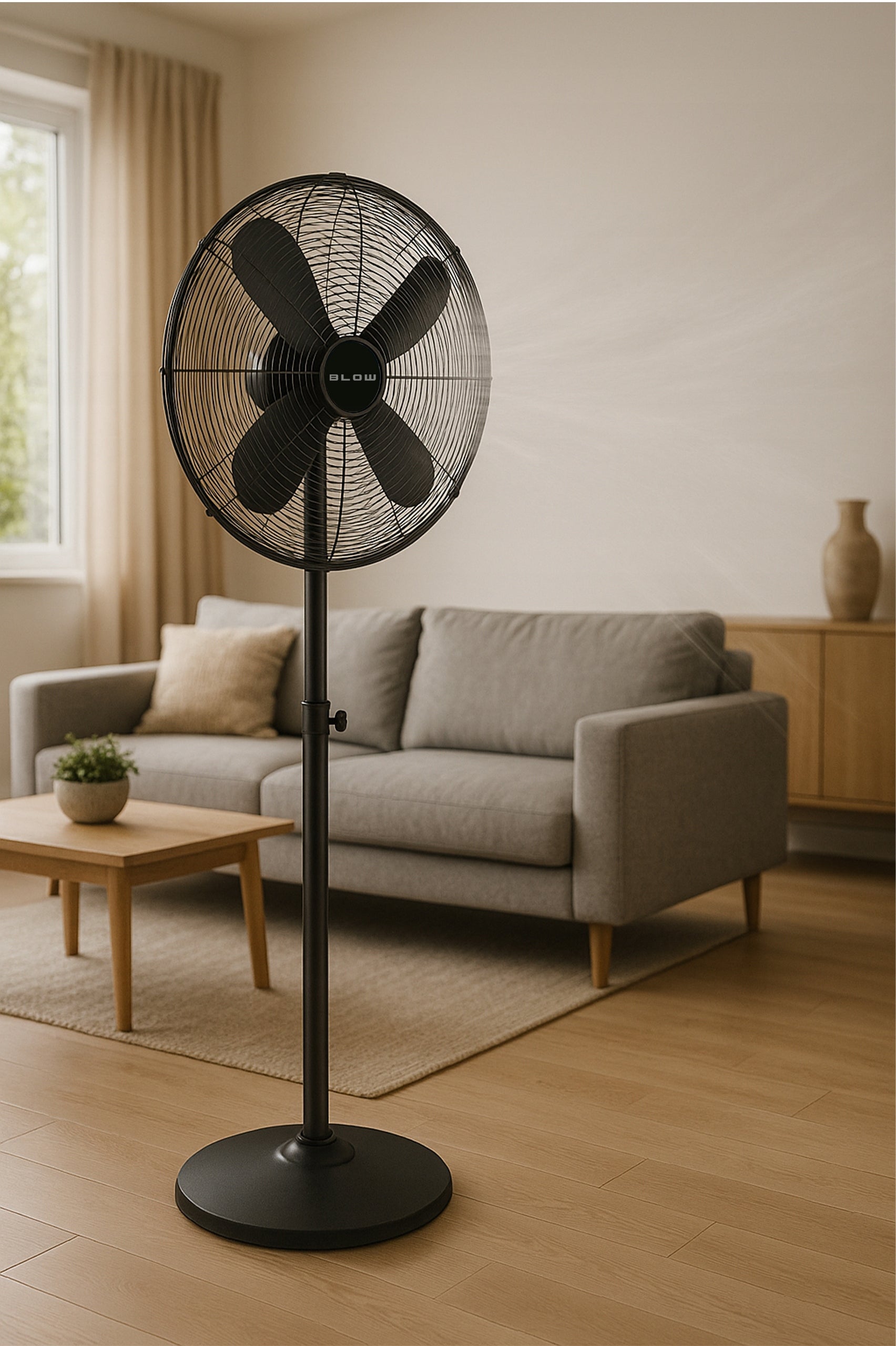 FAN STANDING WINDMILL 4 BLADES 60W HIGH QUIET STRONG METAL 125cm Brand Blow