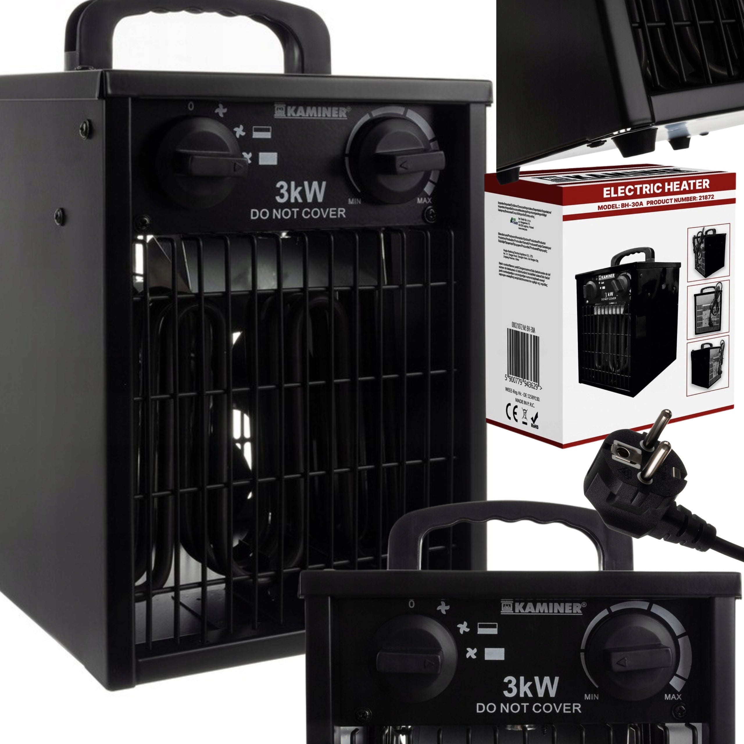 FARELKA ELECTRIC HEATER FAN HEATER THERMOSTAT 3kW 3000W