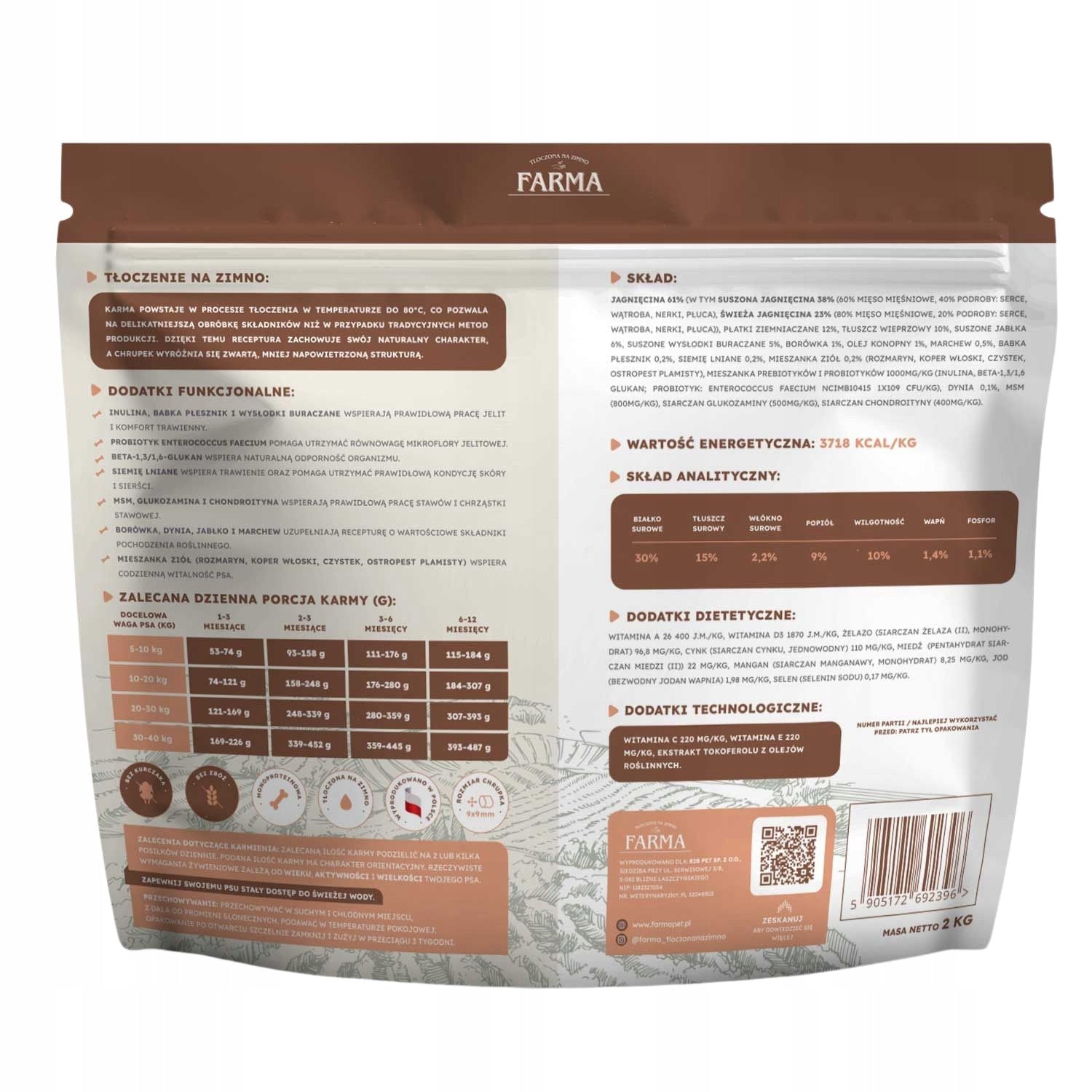 FARMA Lamb for Puppies – cold pressed food 10kg (5x2kg) Packaging status original