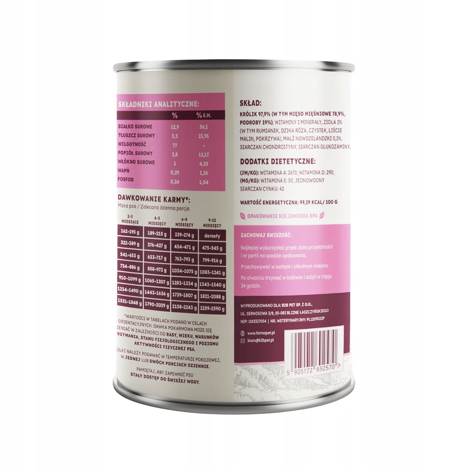 FARMA Select Rabbit 400g Wet food for Monoprotein puppies Packaging status original