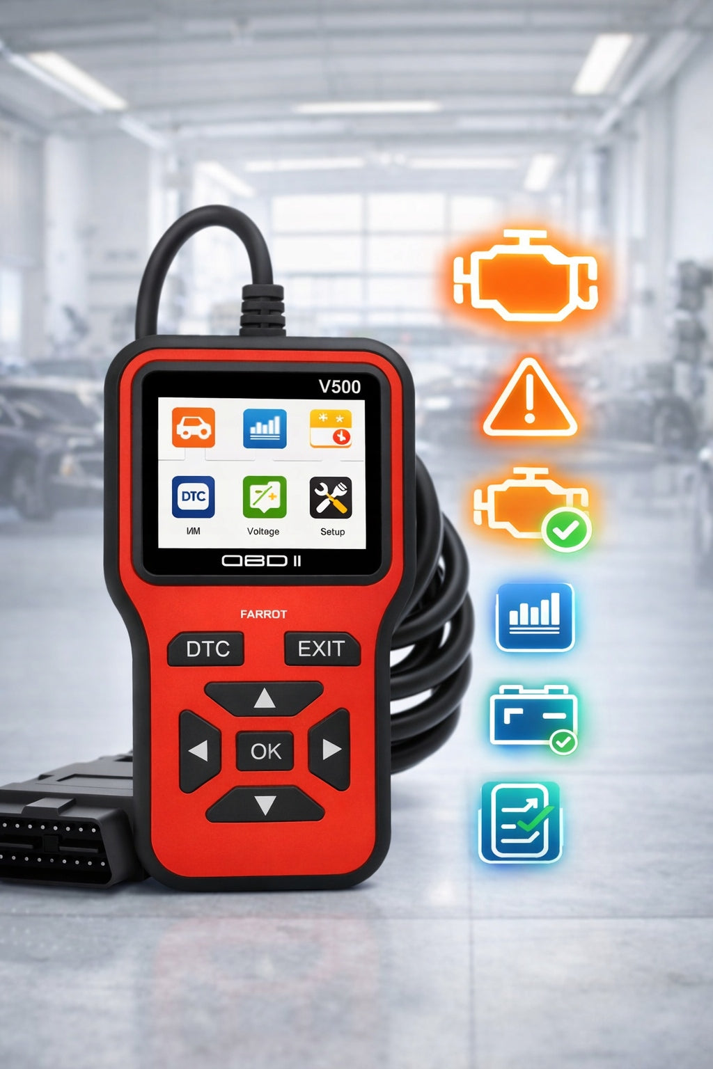 FARROT OBD2 Diagnostic Scanner Deleting DTC Check Engine Error Tester Manufacturer code OBD2 V500