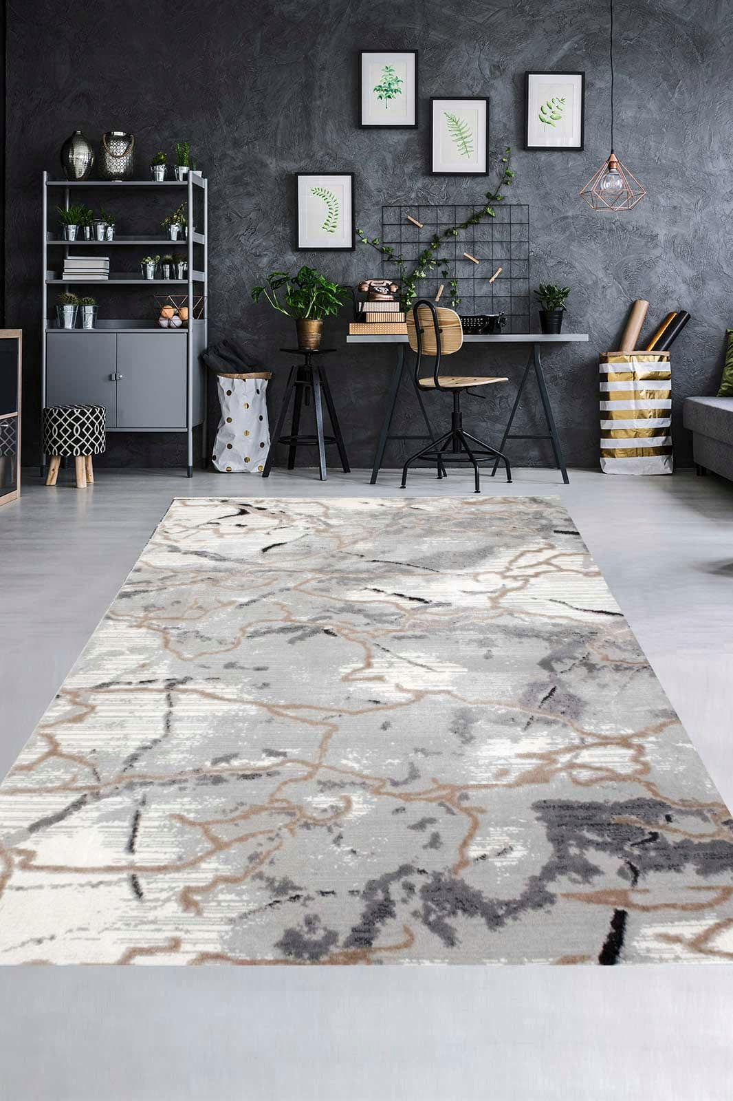 FASHIONABLE CARPET 2x2 m GRAY CREAM MODERN LOFT STYLE FOR THE LIVING ROOM BEDROOM Packaging status original